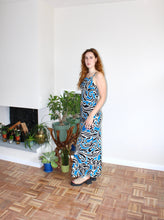 Load image into Gallery viewer, Camille maxi dress blue print viscose
