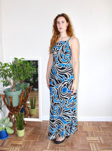 Load image into Gallery viewer, Camille maxi dress blue print viscose
