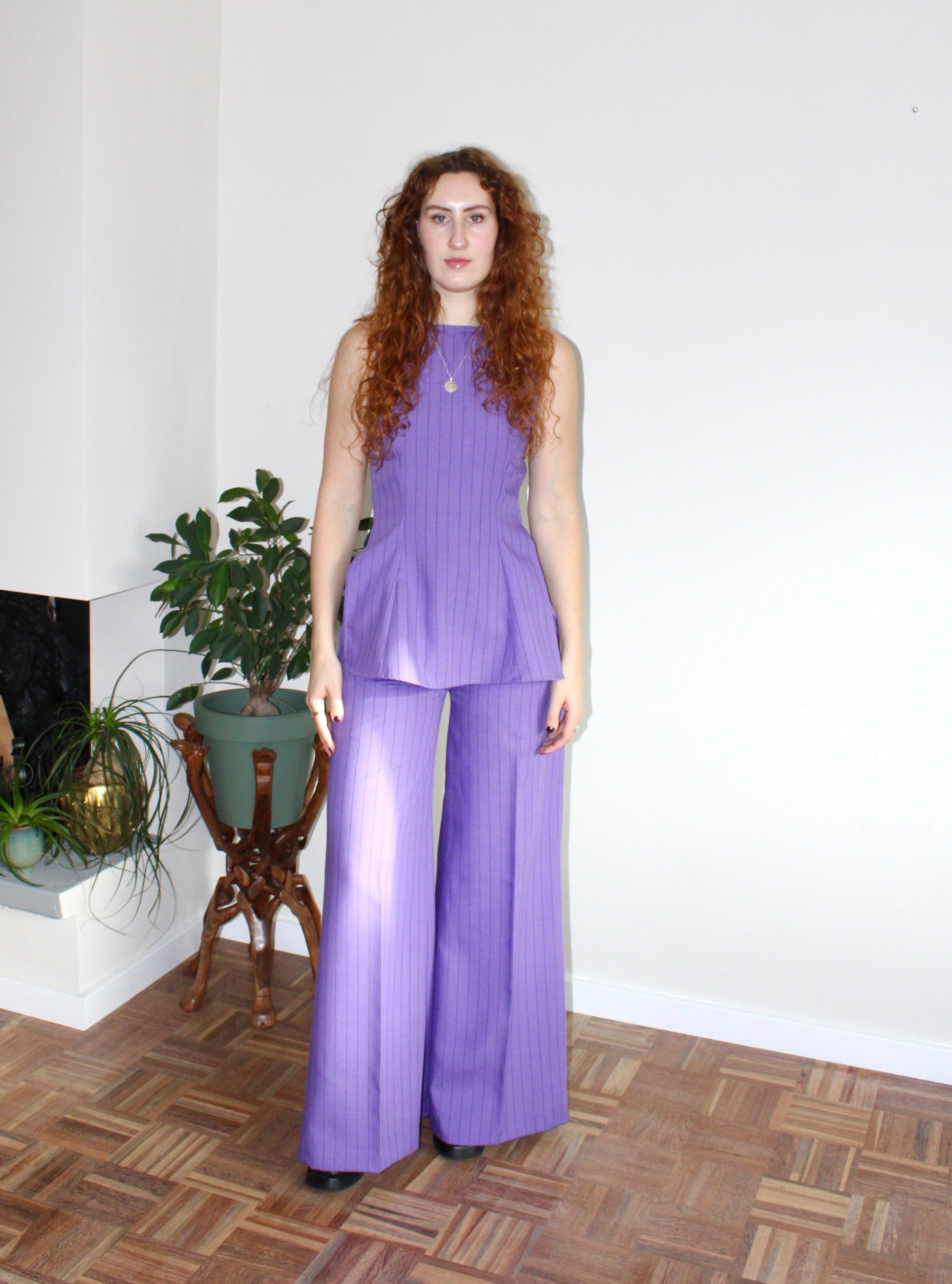 Sample - Amelia set purple pinstripe