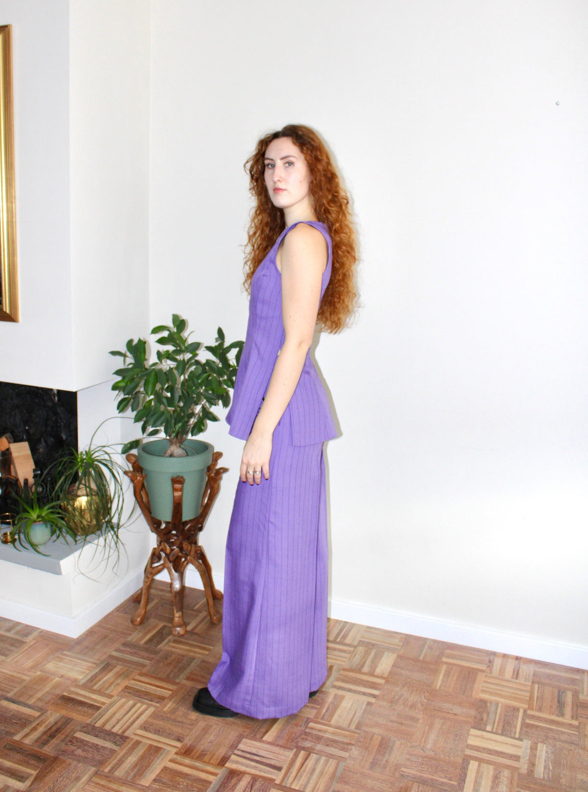 Sample - Amelia set purple pinstripe
