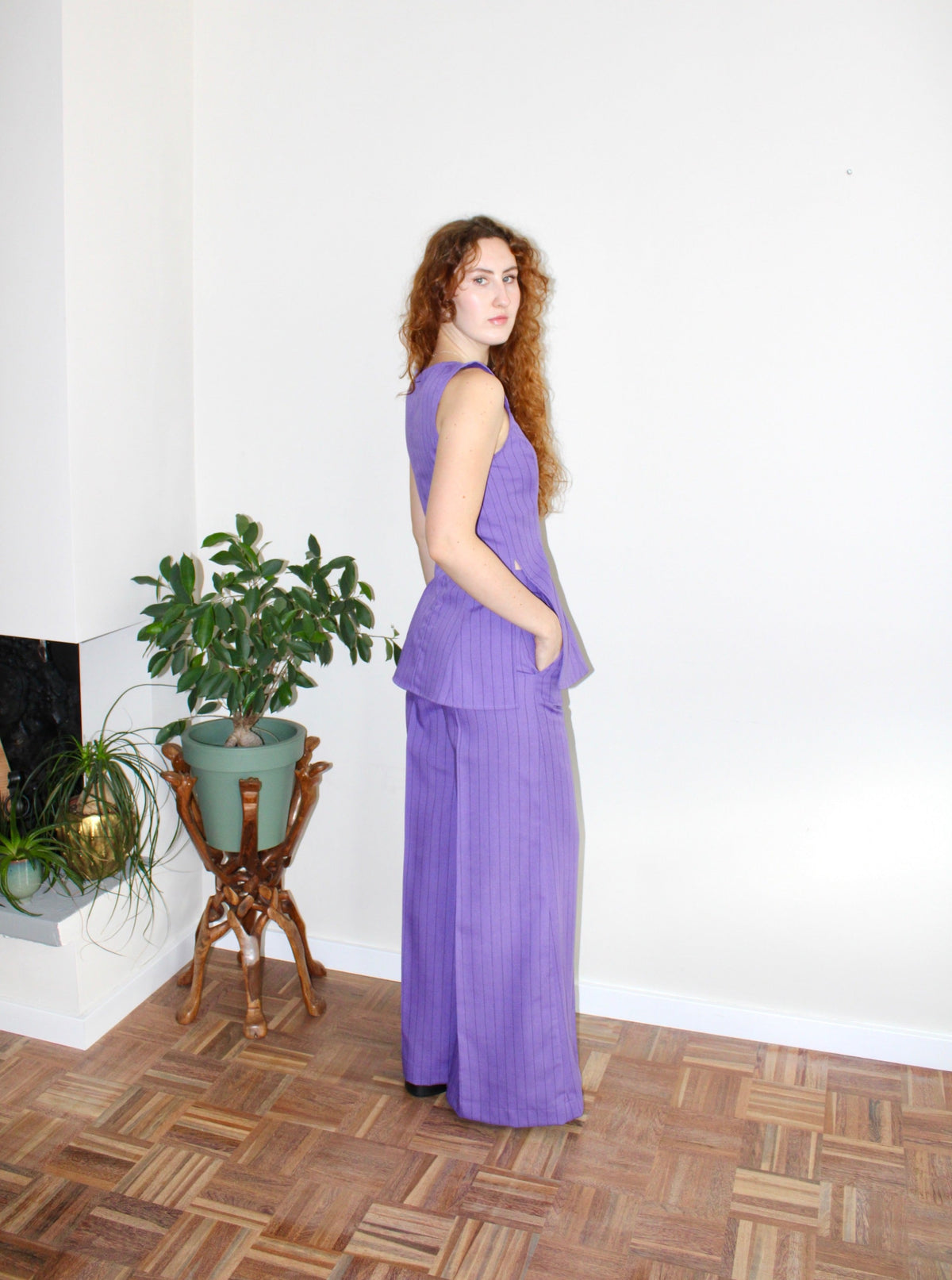 Sample - Amelia set purple pinstripe