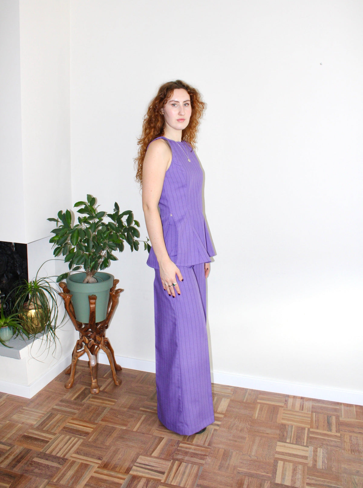 Sample - Amelia set purple pinstripe