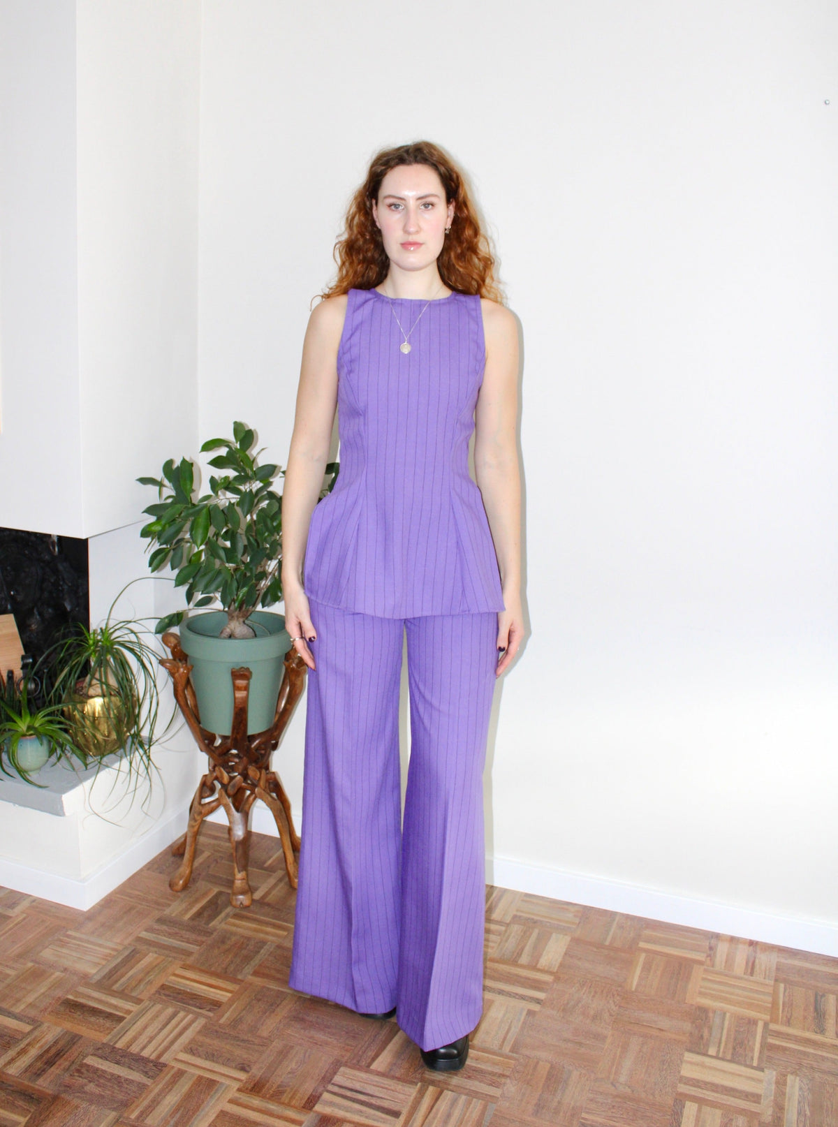 Sample - Amelia set purple pinstripe