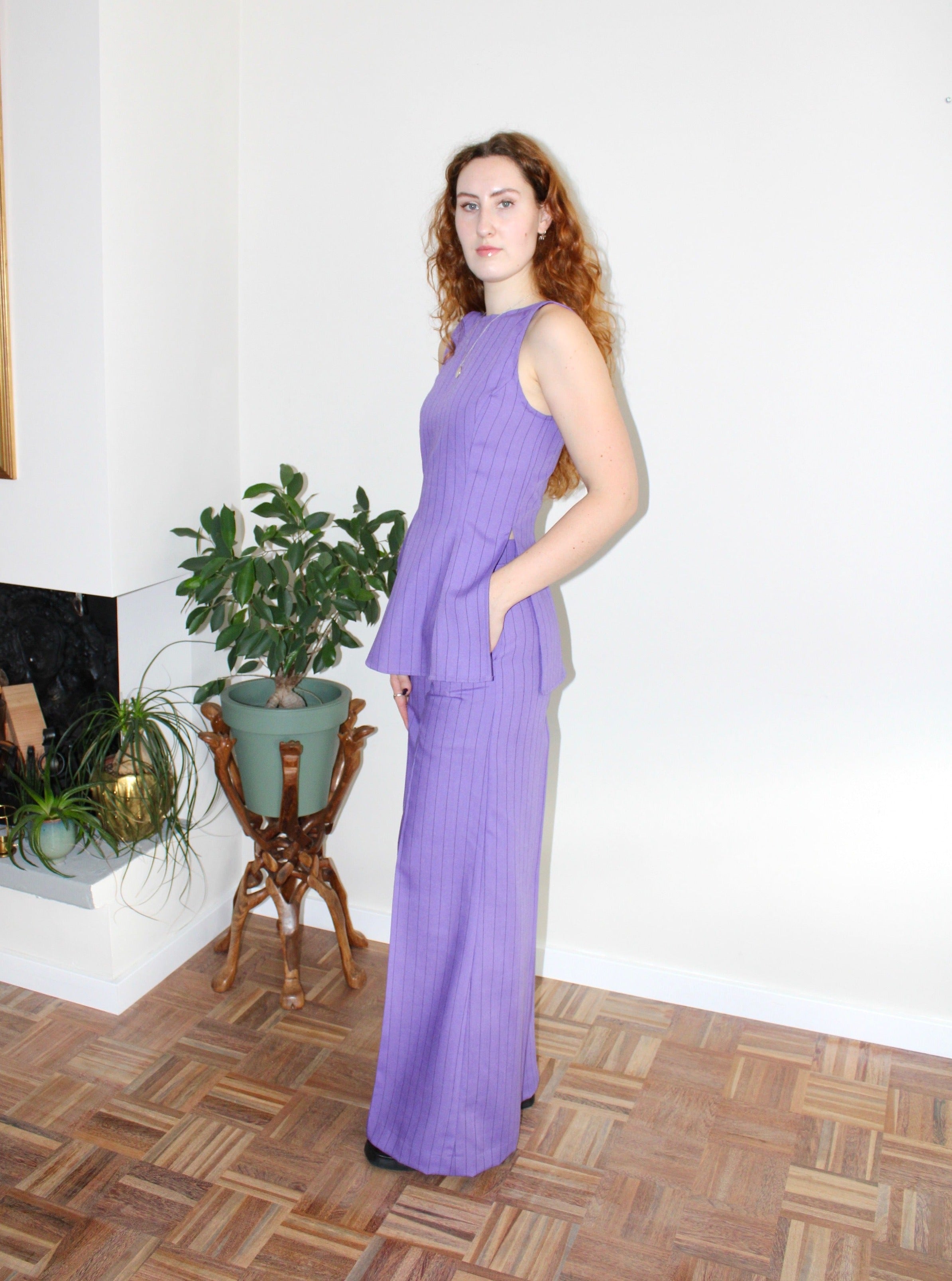 Sample - Amelia set purple pinstripe