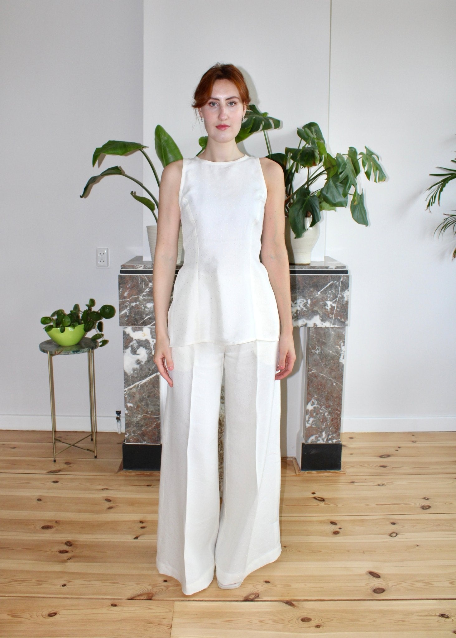 Amelia top Ivory linen - Luci's Lemons