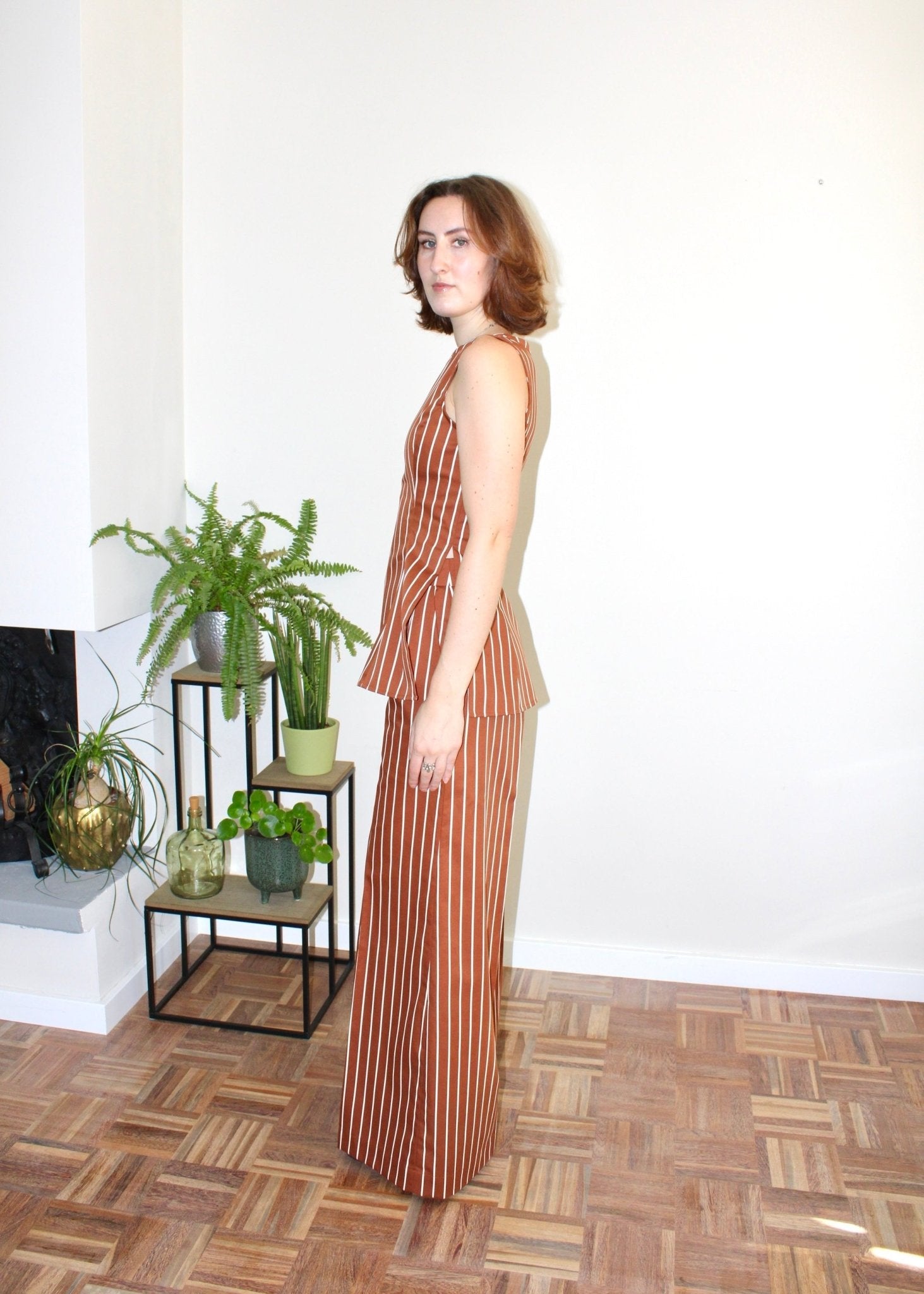 Amelia top light brown stripe - Luci's Lemons