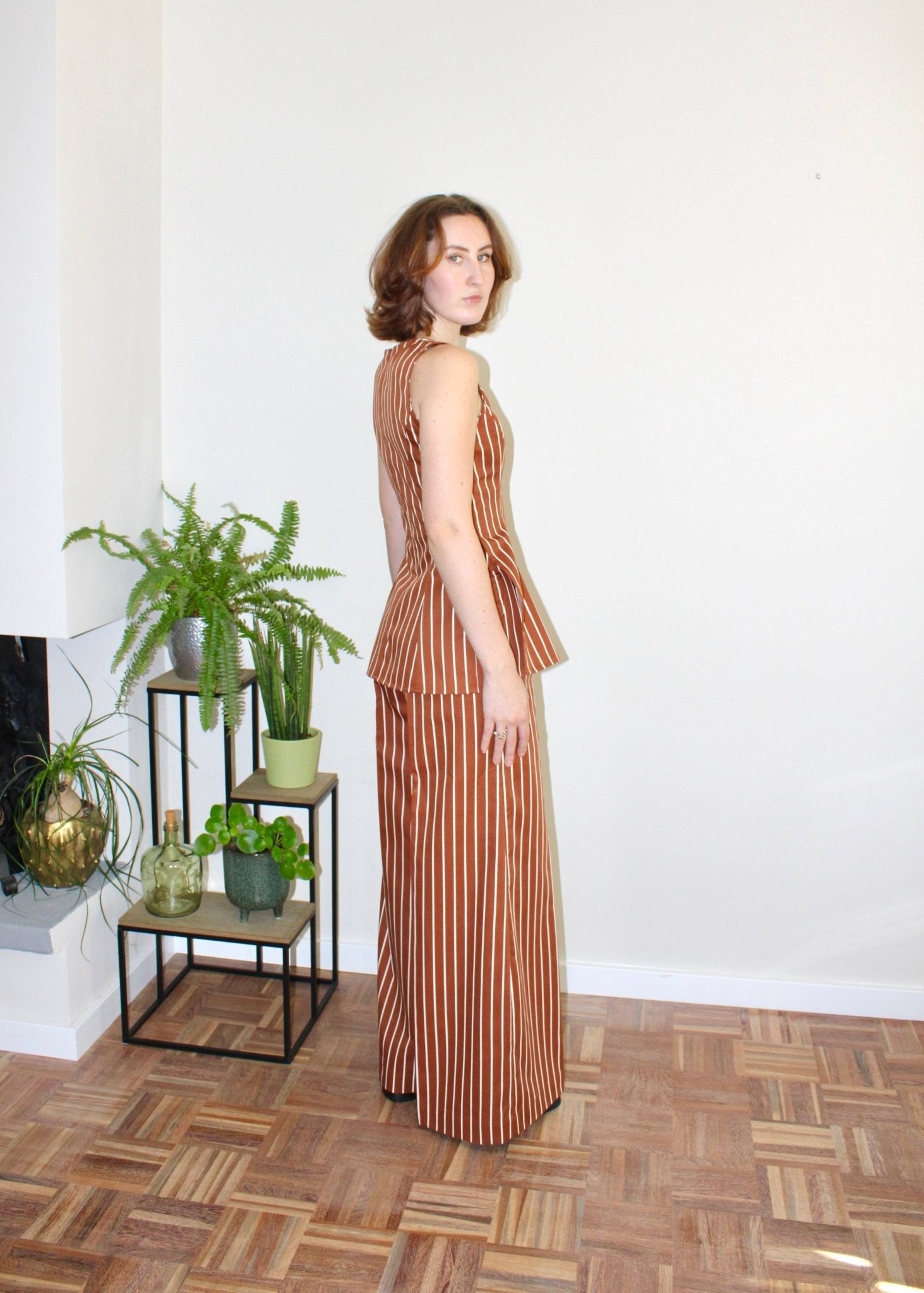 Amelia top light brown stripe - Luci's Lemons
