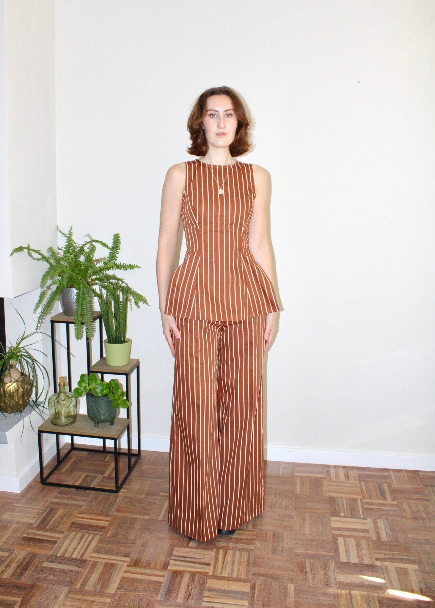 Amelia top light brown stripe - Luci's Lemons