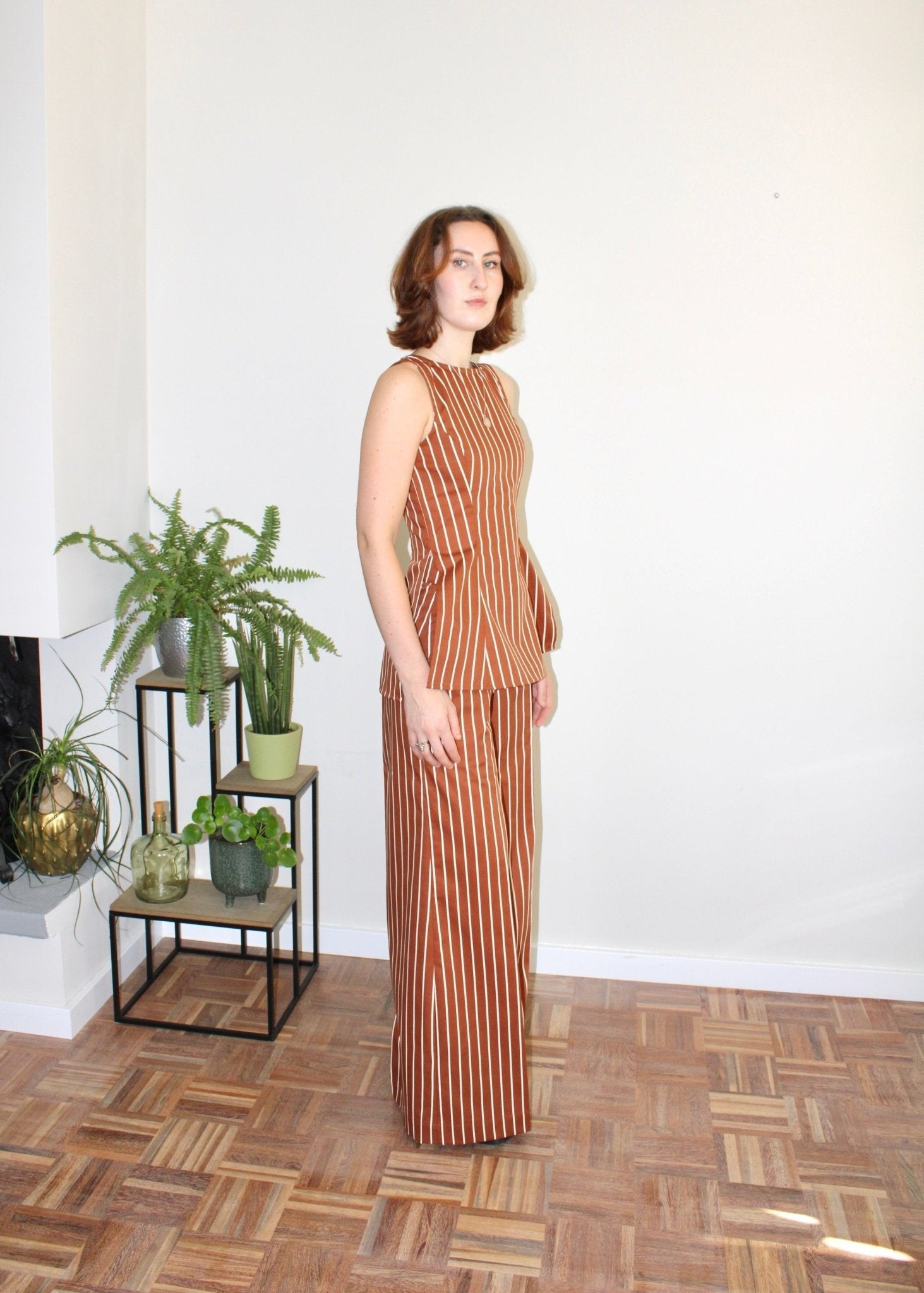 Amelia top light brown stripe - Luci's Lemons
