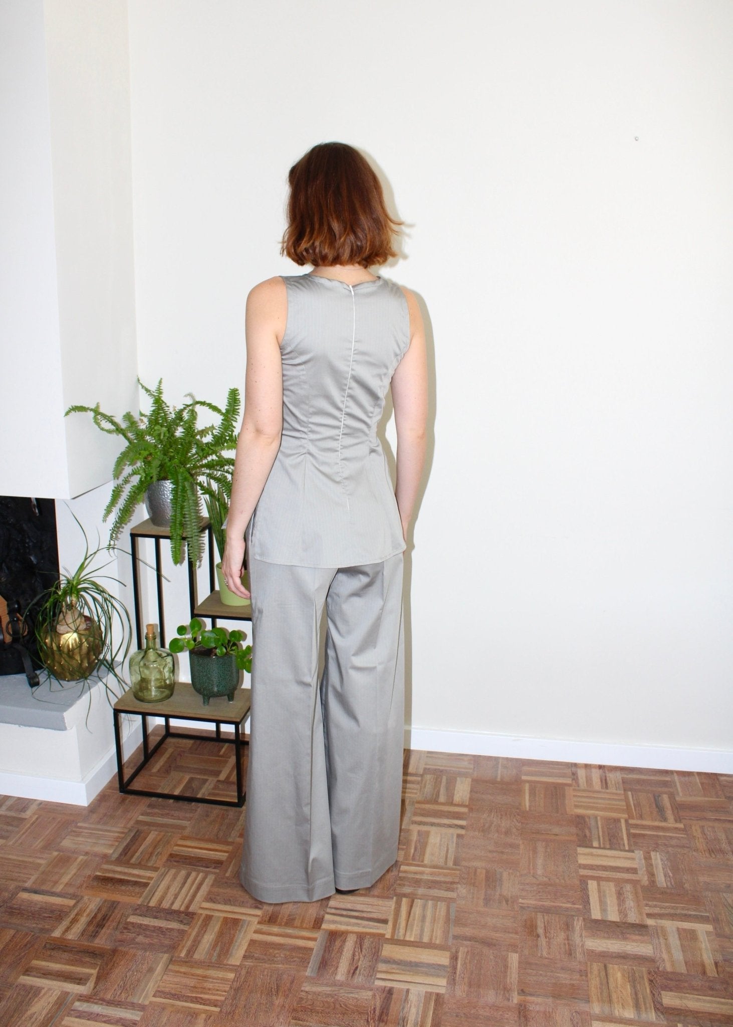 Amelia top light grey stripe - Luci's Lemons