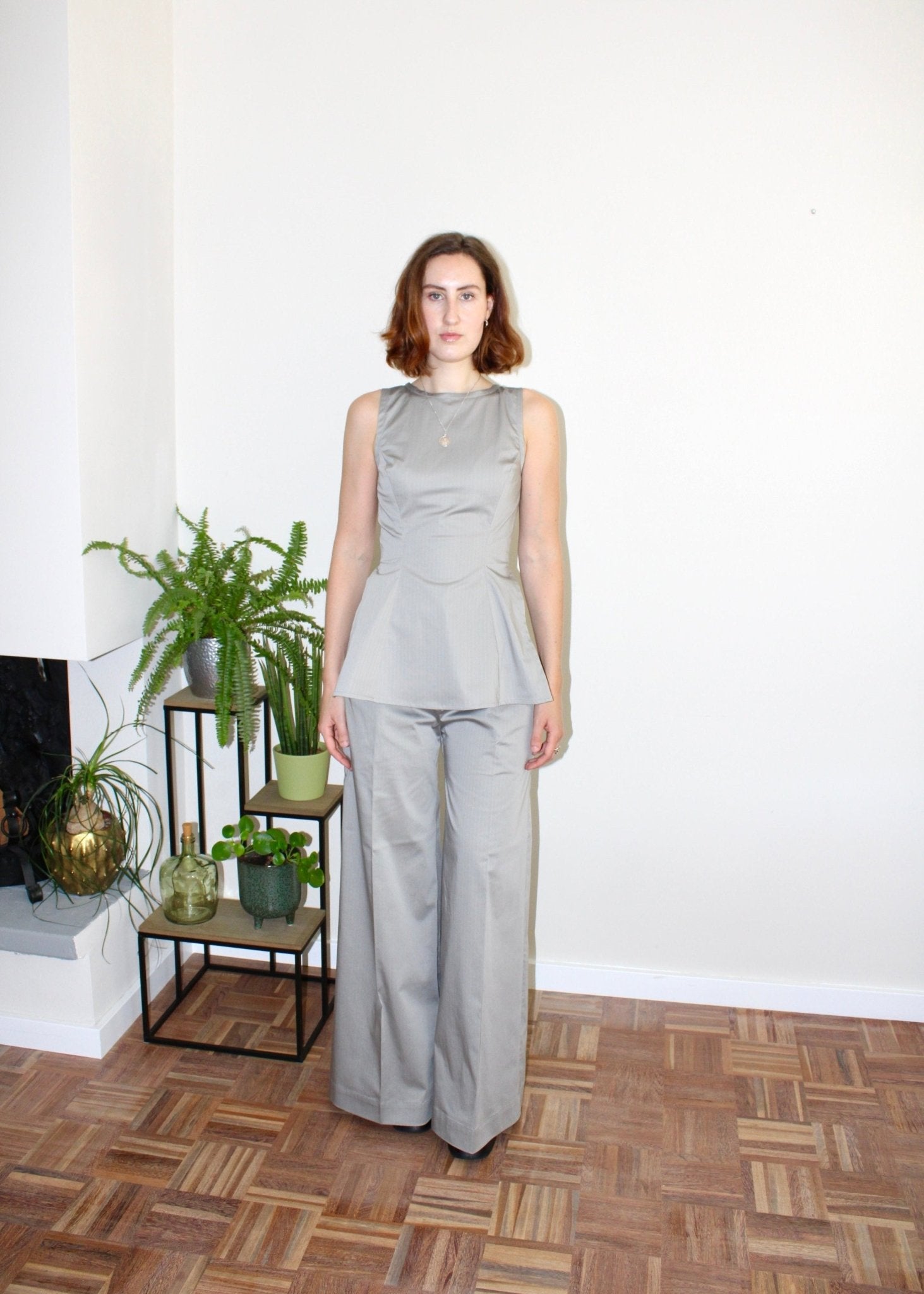 Amelia top light grey stripe - Luci's Lemons