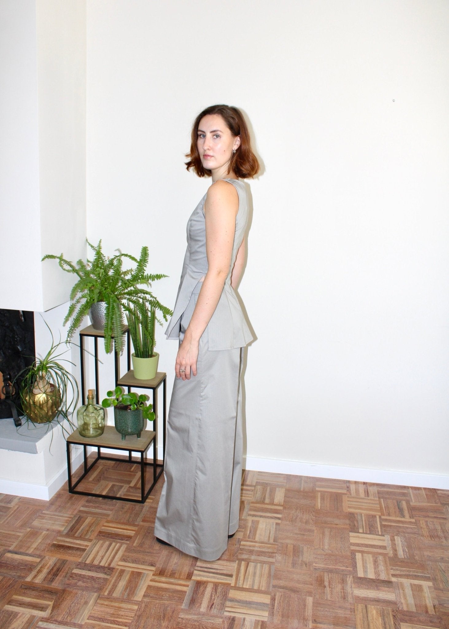 Amelia top light grey stripe - Luci's Lemons