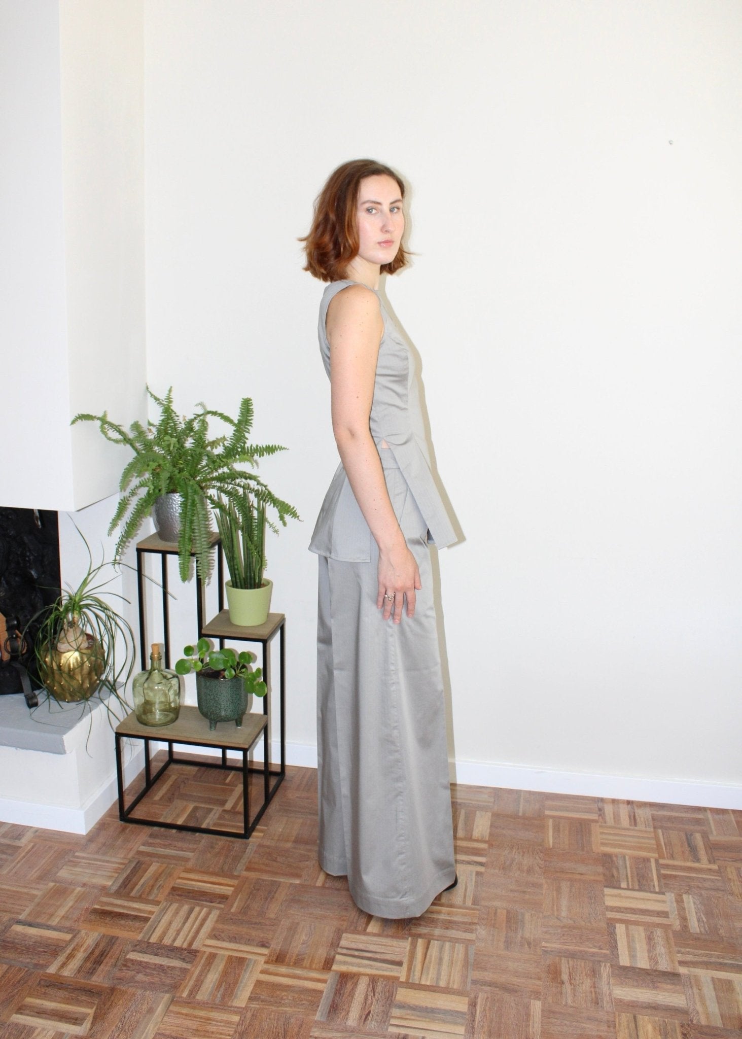 Amelia top light grey stripe - Luci's Lemons