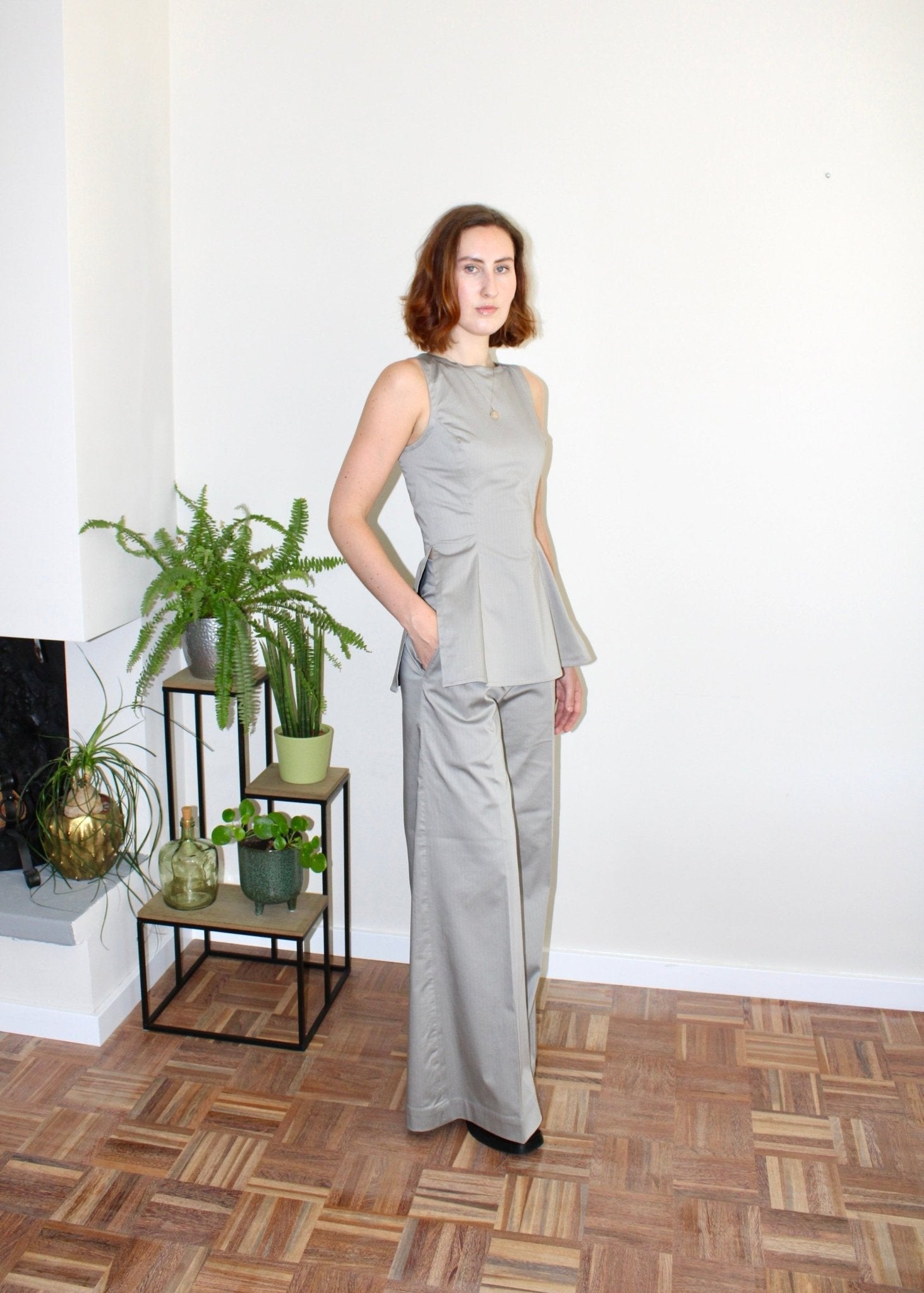 Amelia top light grey stripe - Luci's Lemons