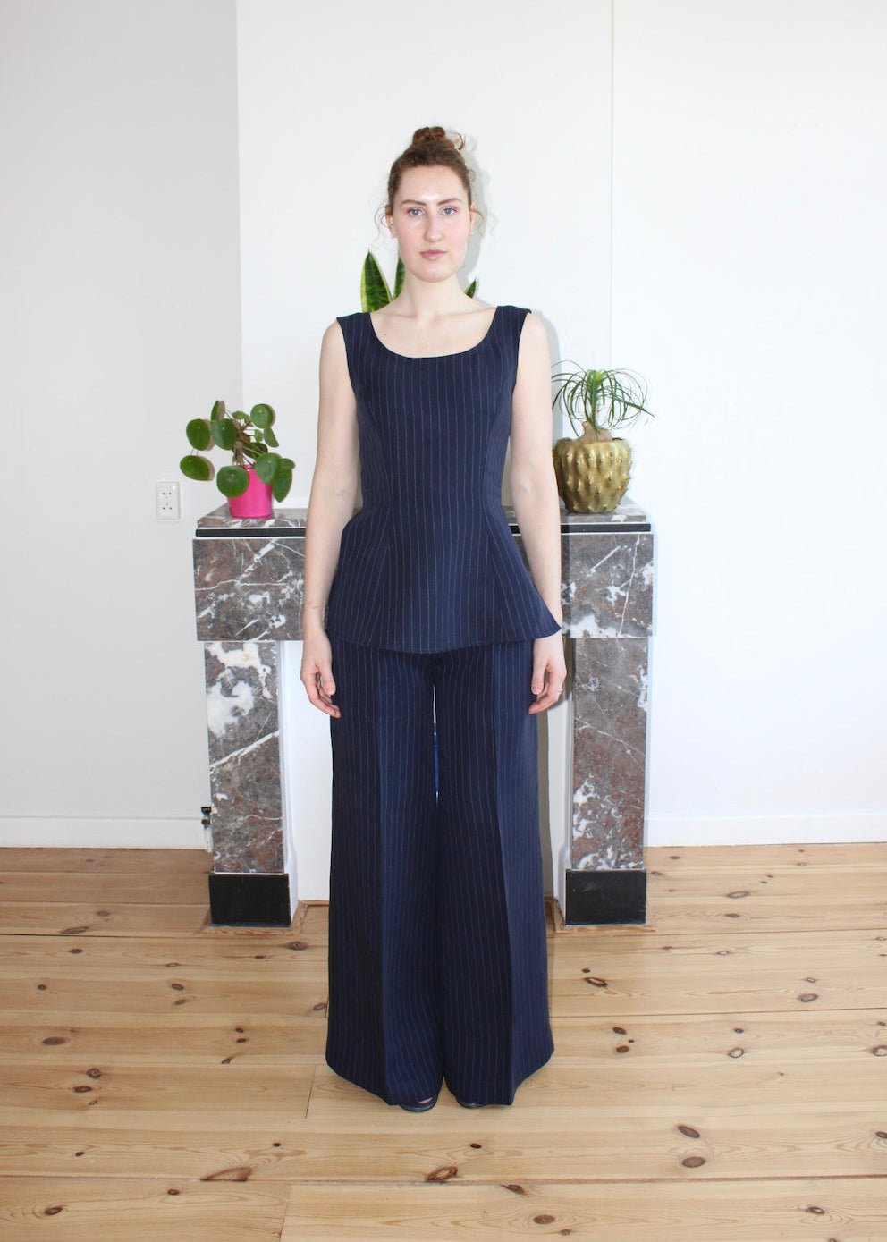 Amelia top navy pinstripe - Luci's Lemons