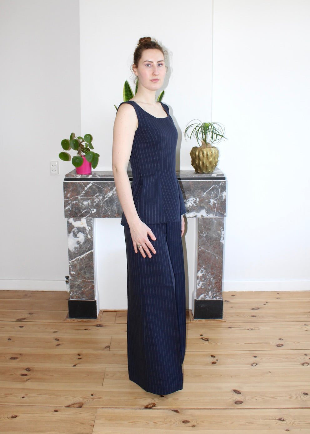 Amelia top navy pinstripe - Luci's Lemons