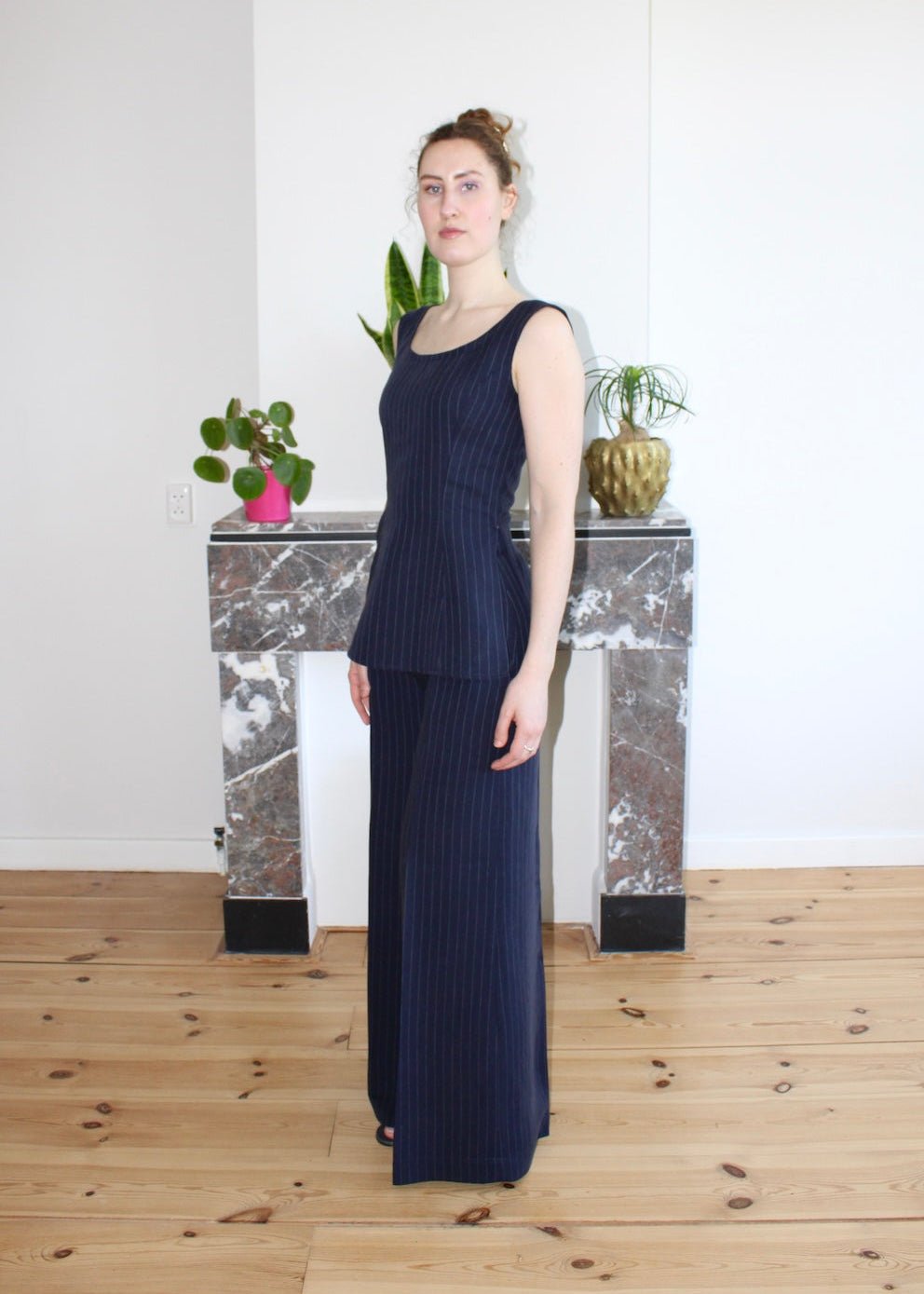 Amelia top navy pinstripe - Luci's Lemons