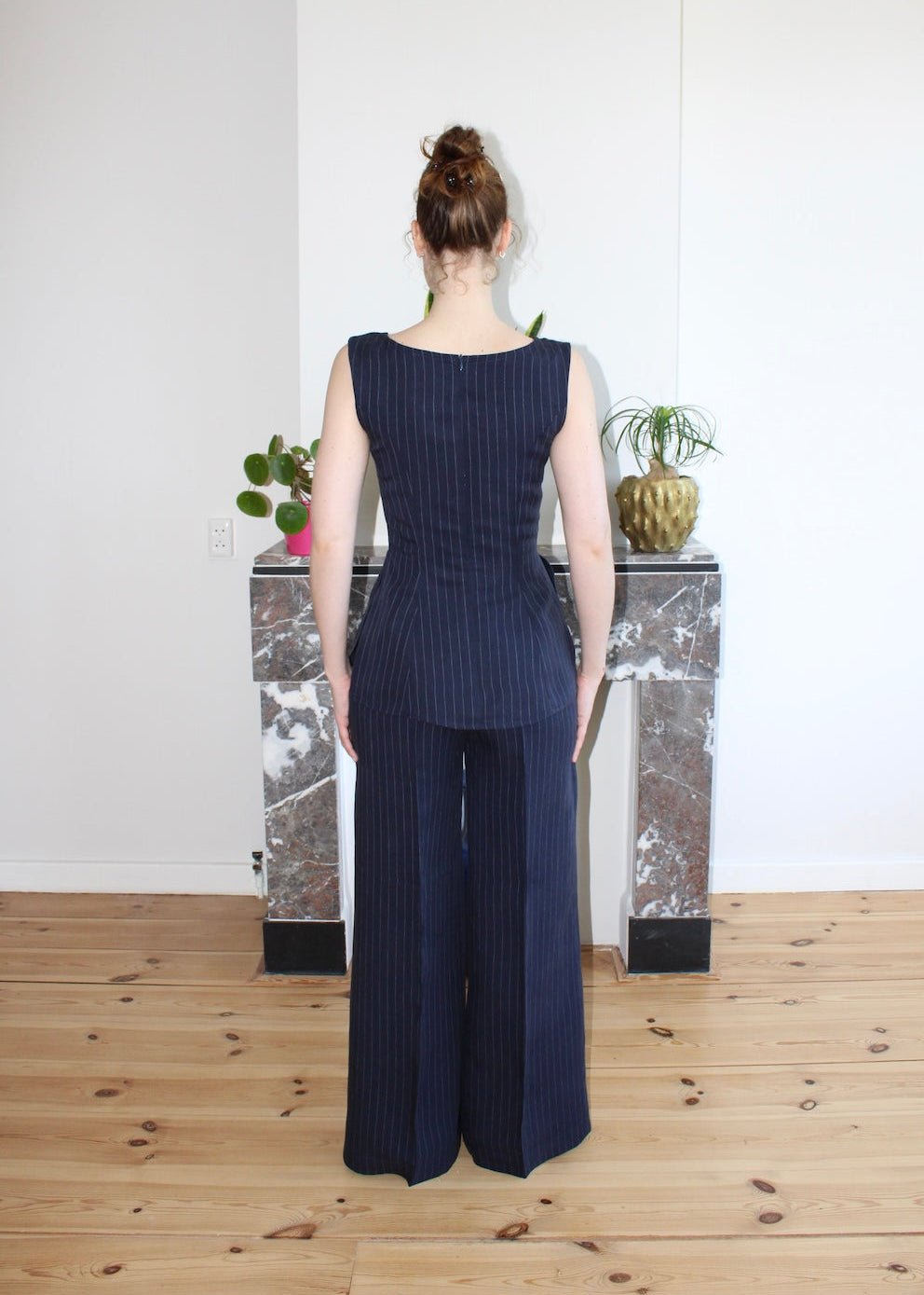 Amelia top navy pinstripe - Luci's Lemons
