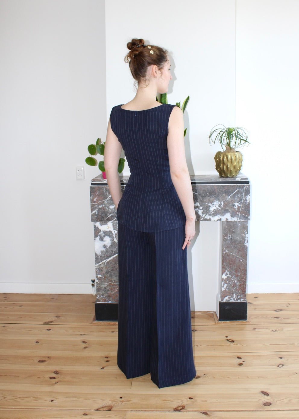 Amelia top navy pinstripe - Luci's Lemons