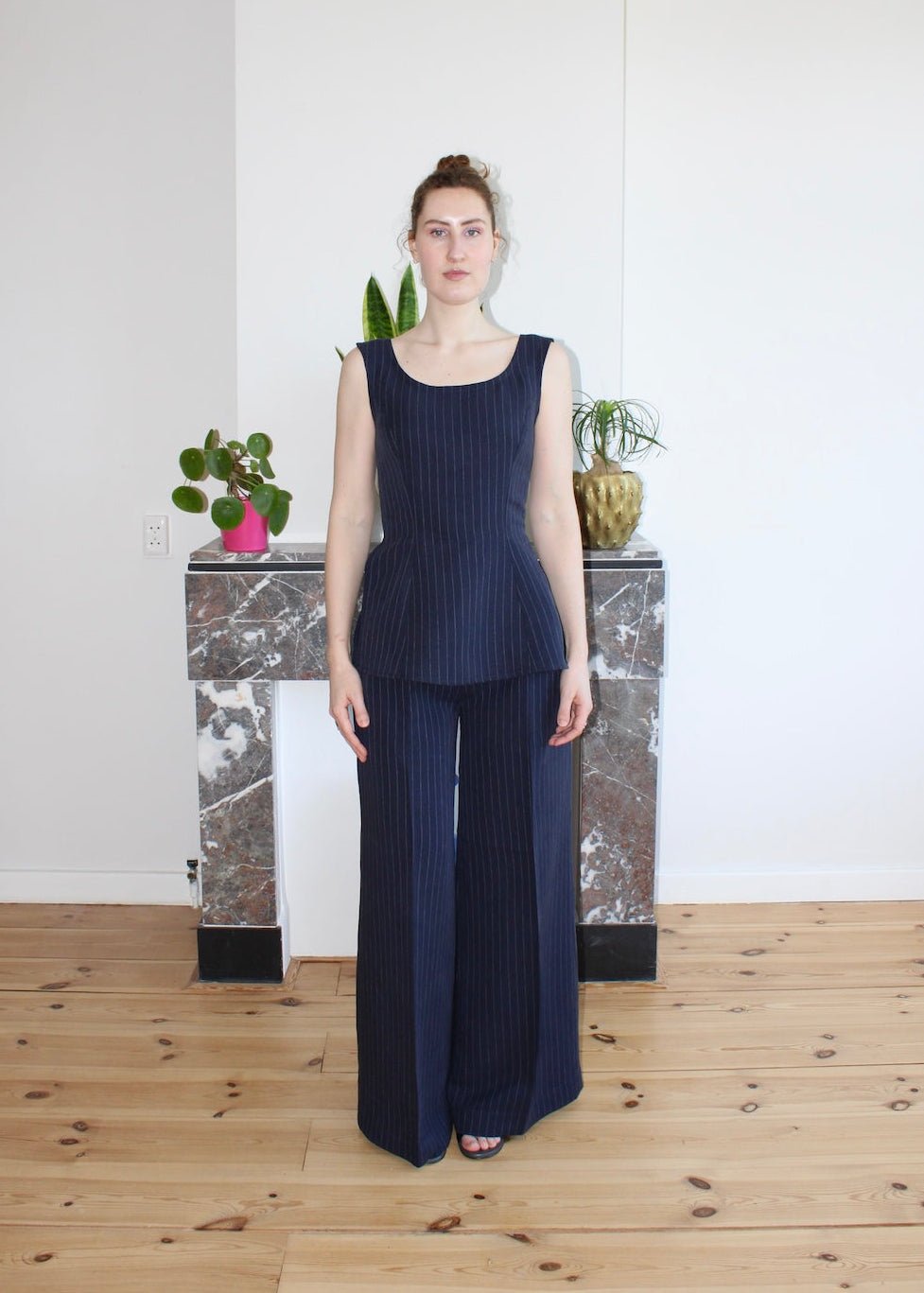 Amelia top navy pinstripe - Luci's Lemons