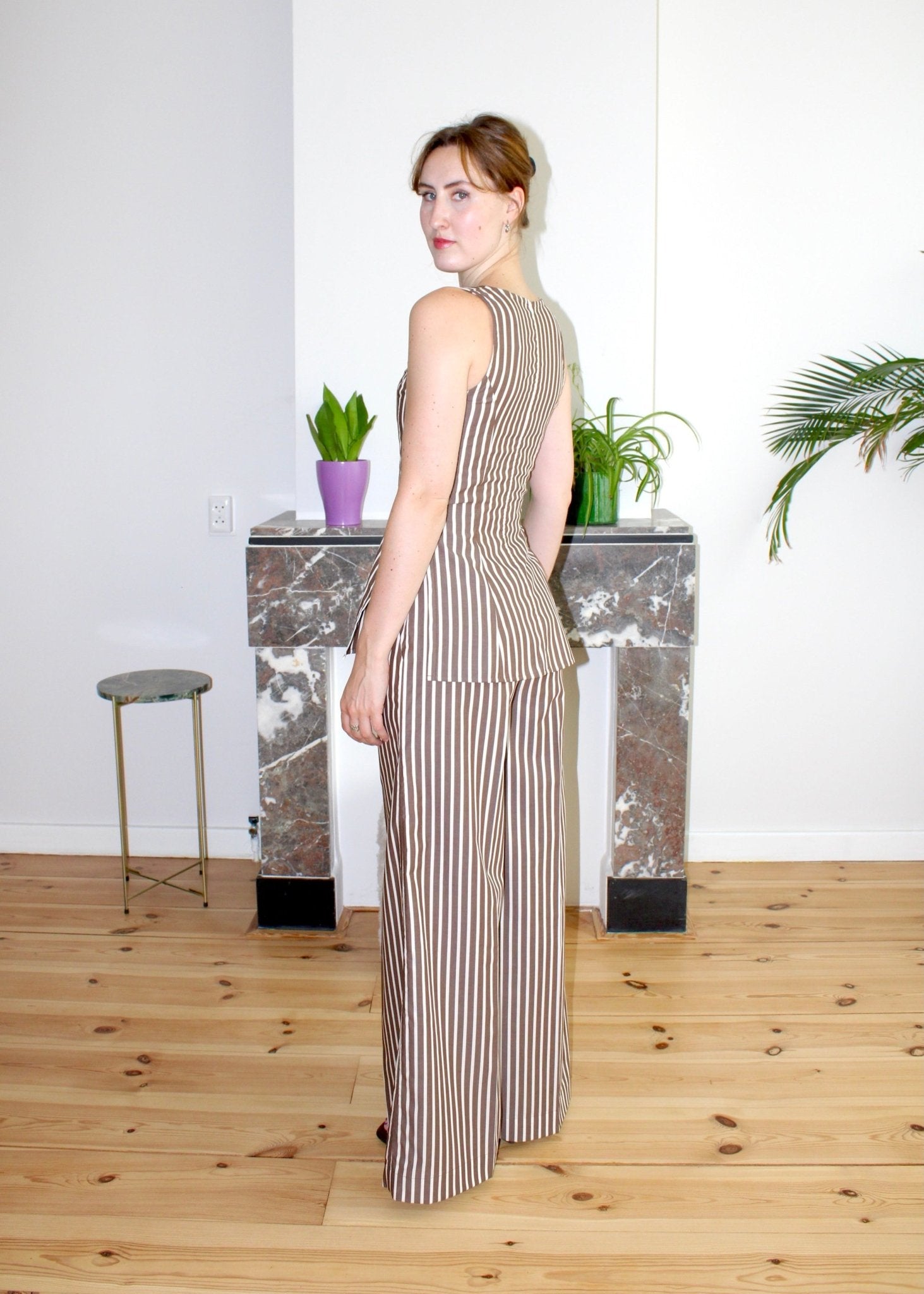 Amelia trousers brown stripe - Luci's Lemons