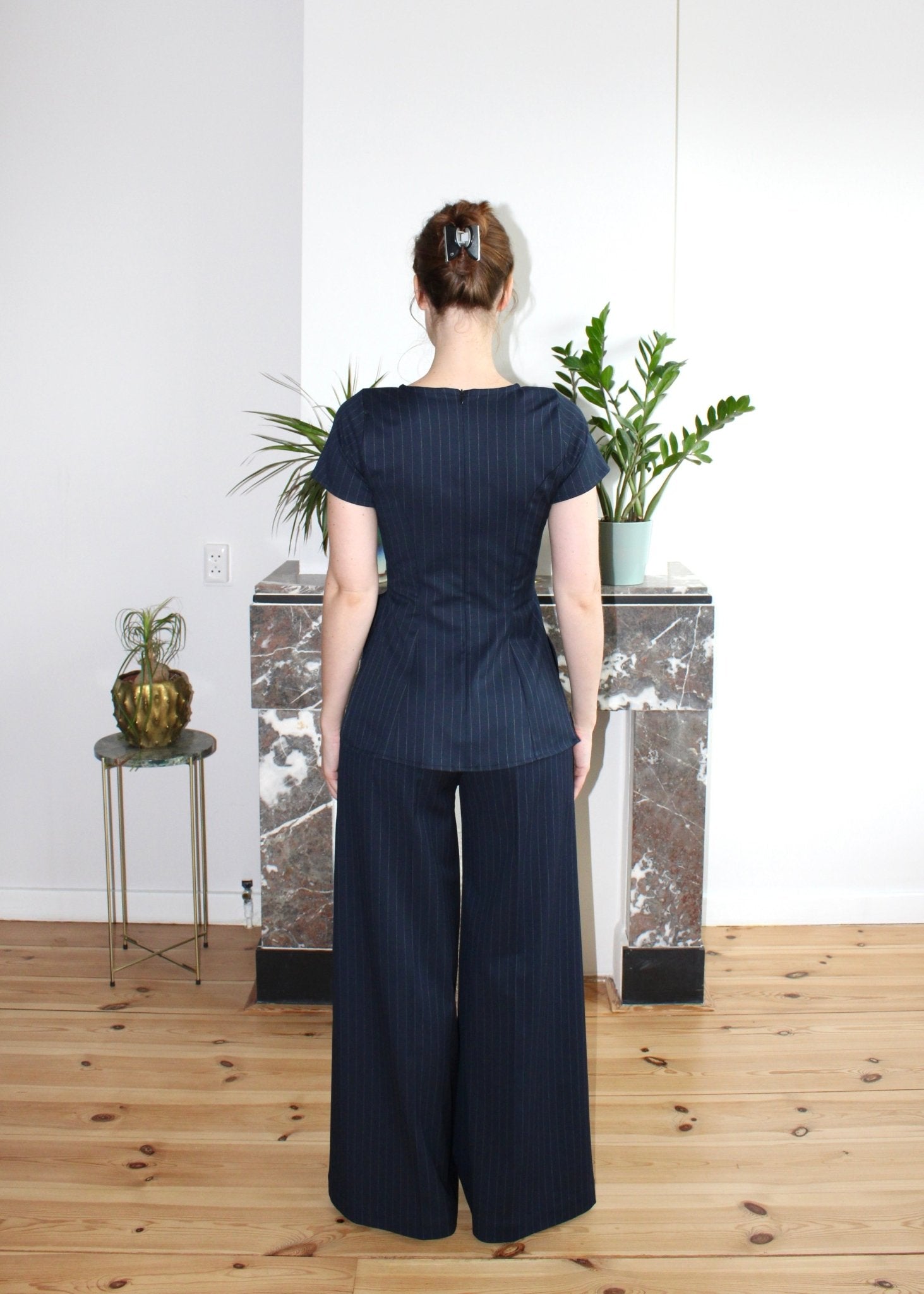 Amelia trousers dark blue stripe - Luci's Lemons