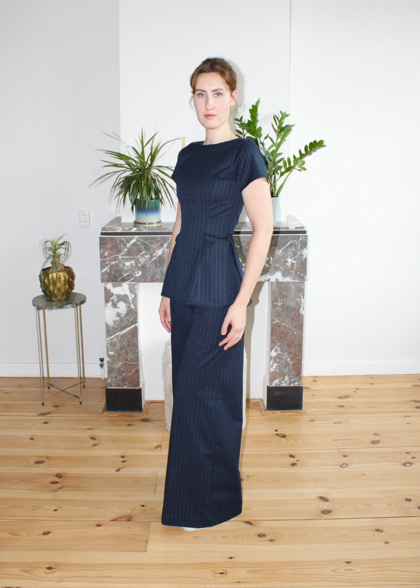 Amelia trousers dark blue stripe - Luci's Lemons
