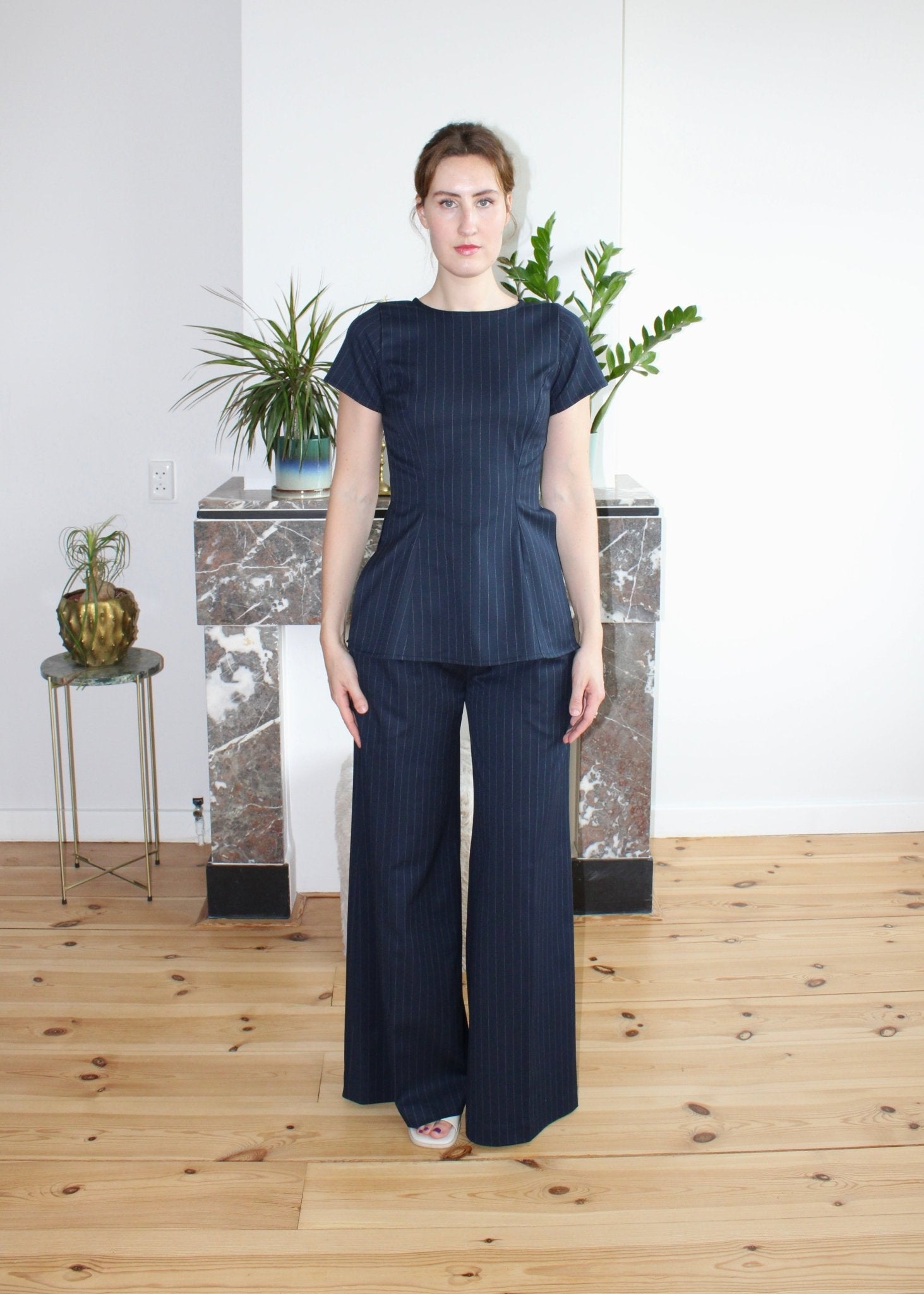 Amelia trousers dark blue stripe - Luci's Lemons