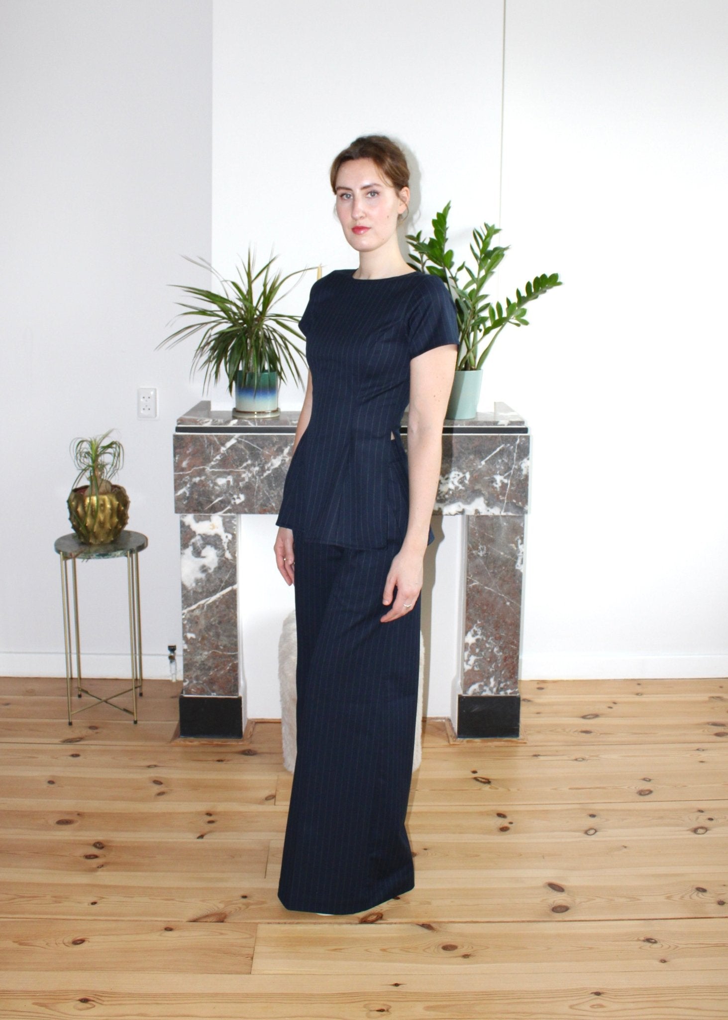 Amelia trousers dark blue stripe - Luci's Lemons