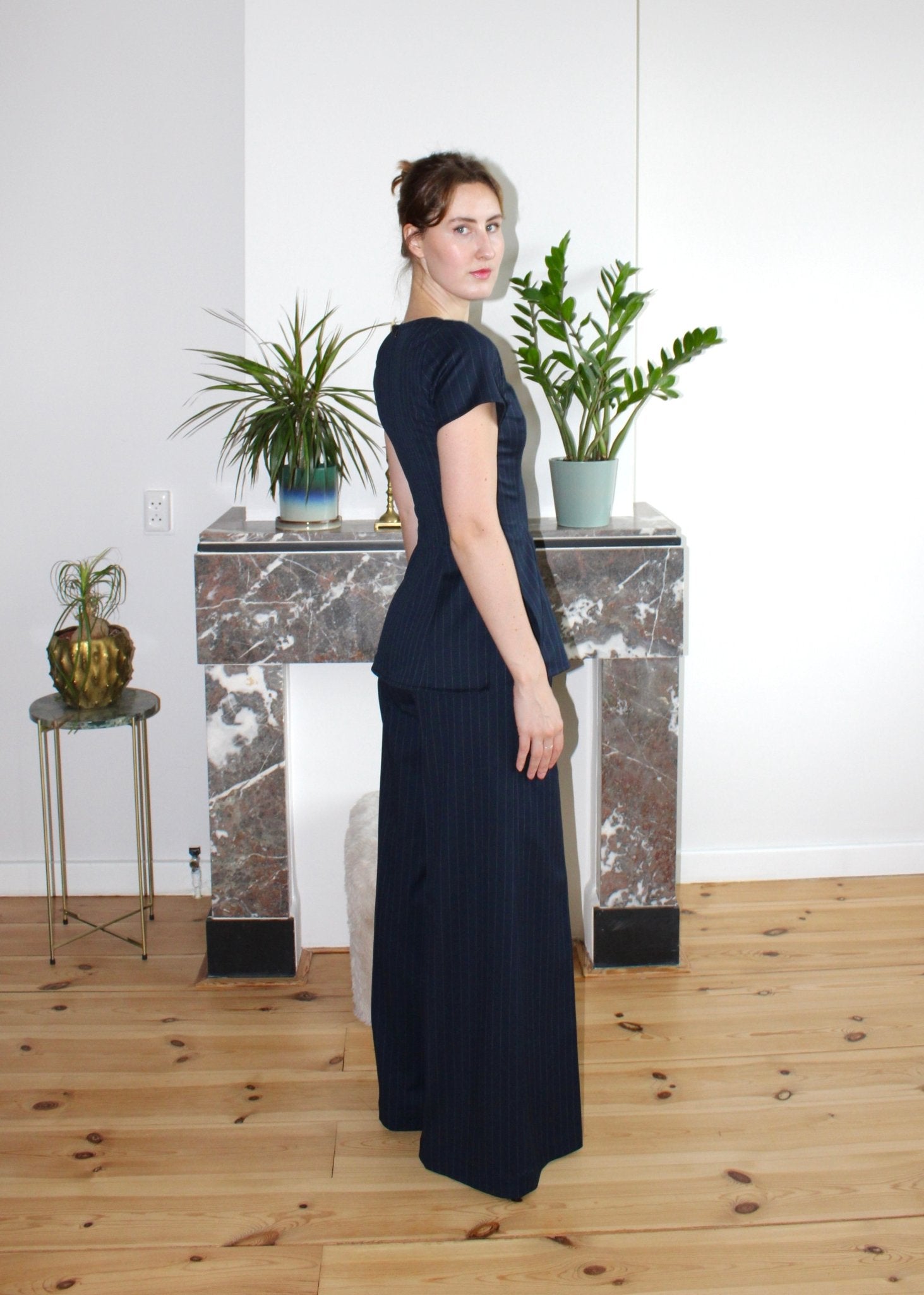 Amelia trousers dark blue stripe - Luci's Lemons