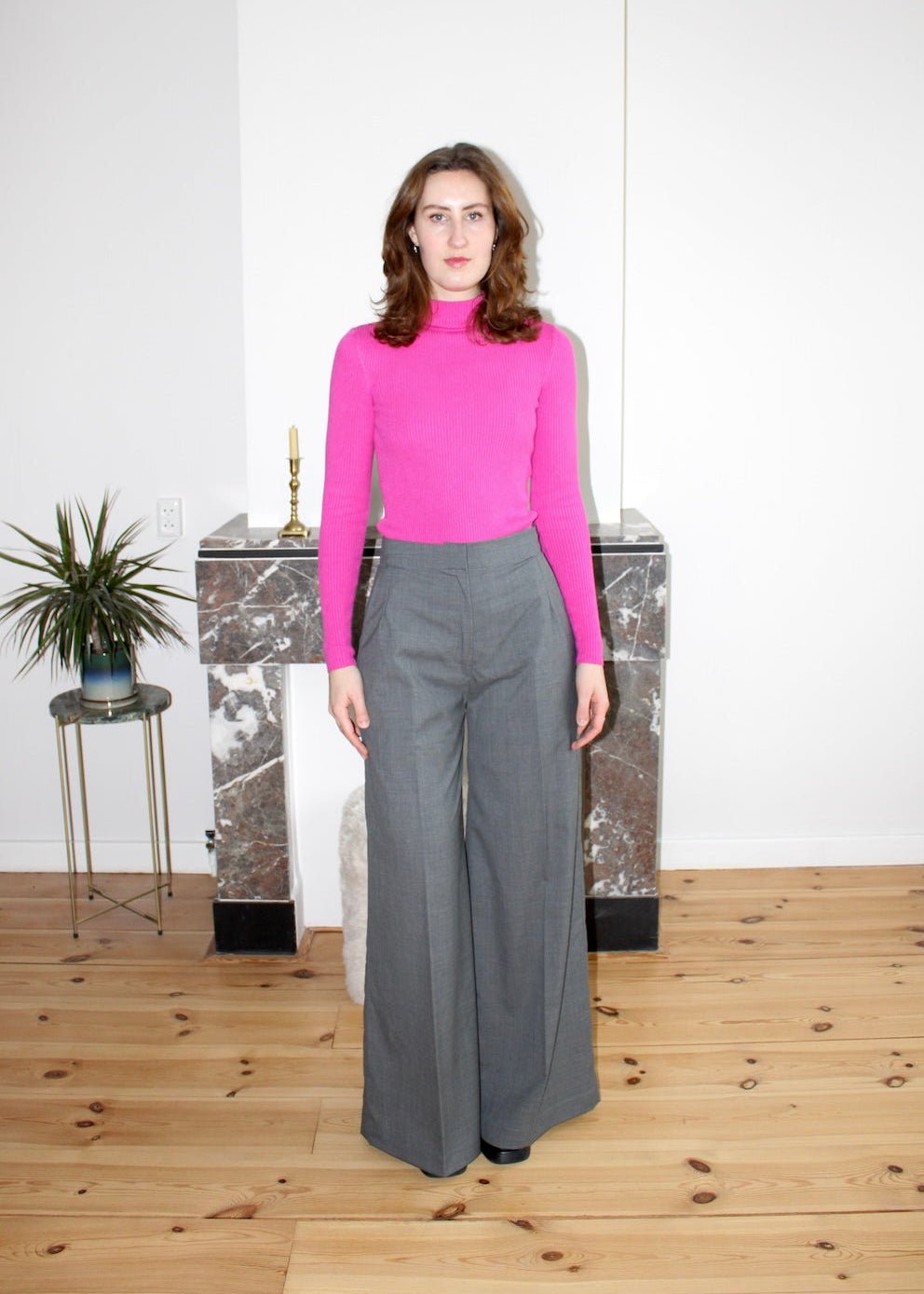 Amelia trousers grey wool high rise - Luci's Lemons