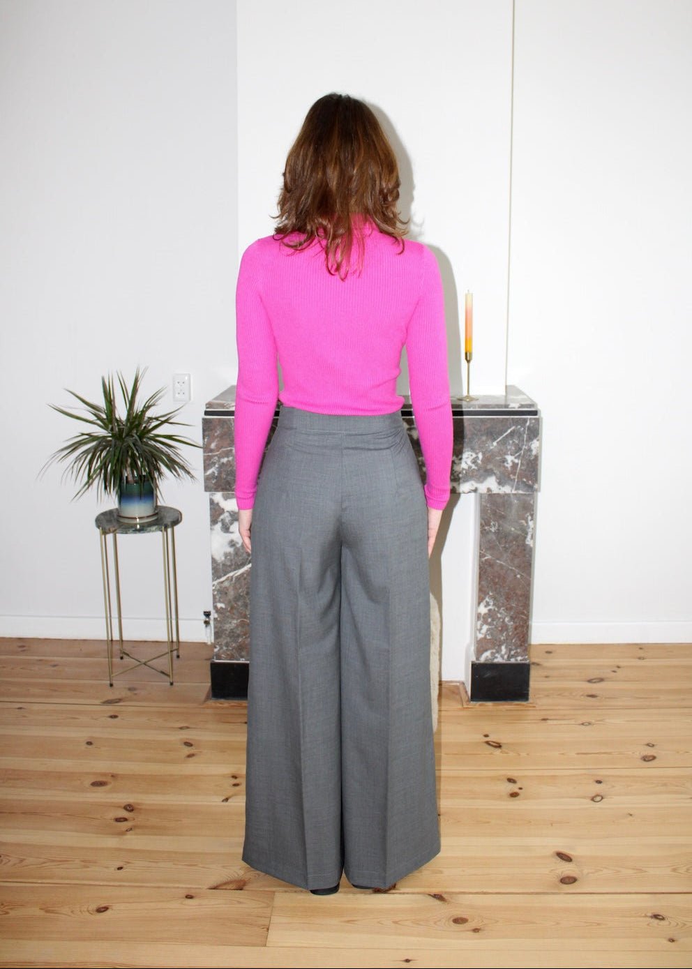 Amelia trousers grey wool high rise - Luci's Lemons