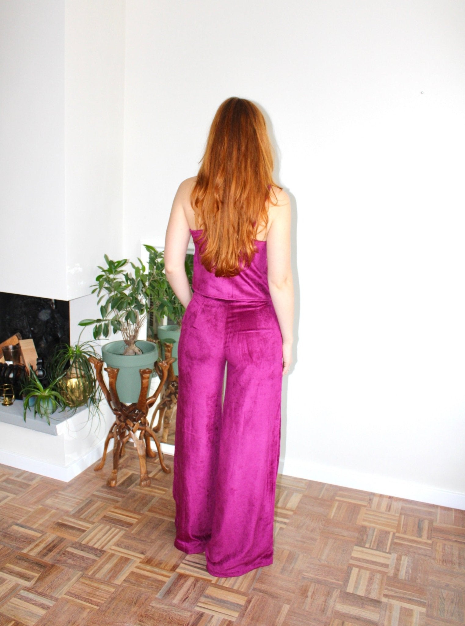 Amelia trousers magenta corduroy - Luci's Lemons