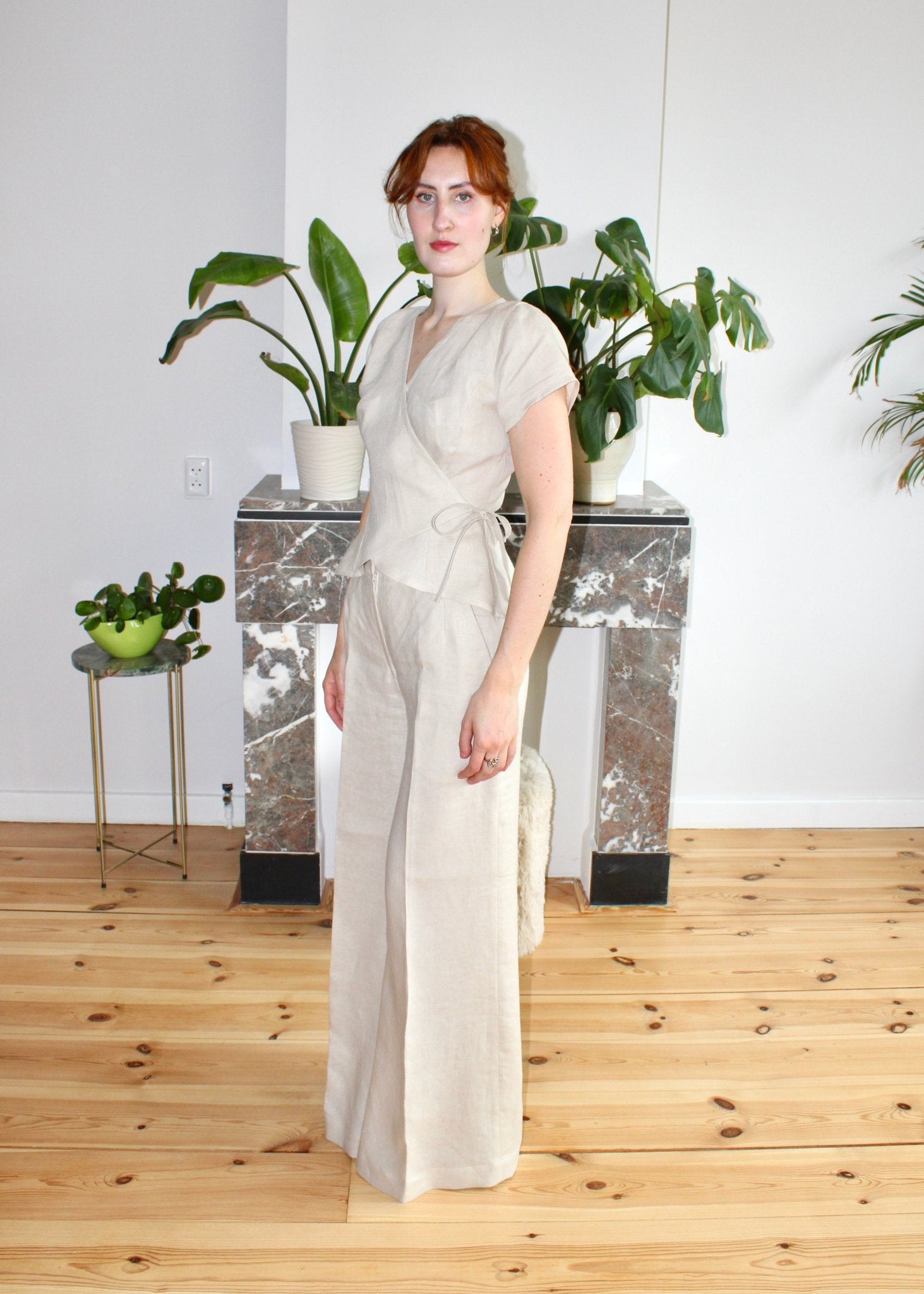 Amelia trousers oatmeal linen - Luci's Lemons
