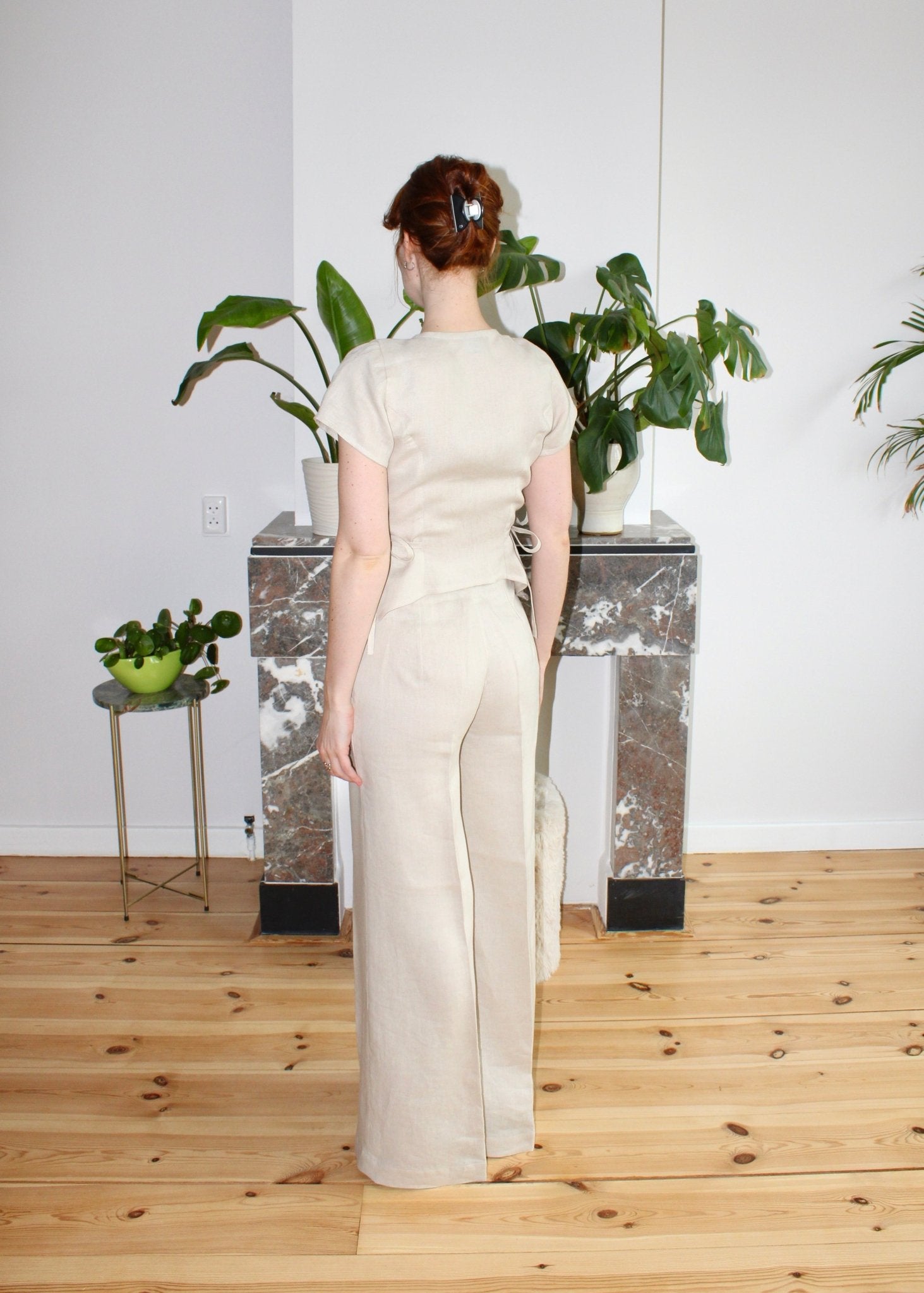 Amelia trousers oatmeal linen - Luci's Lemons