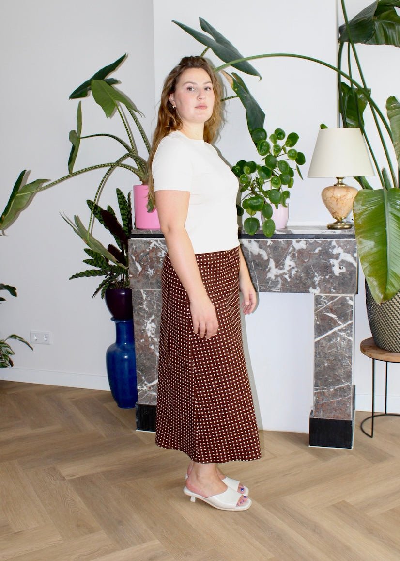 Bias skirt - Brown polkadot - L - Luci's Lemons