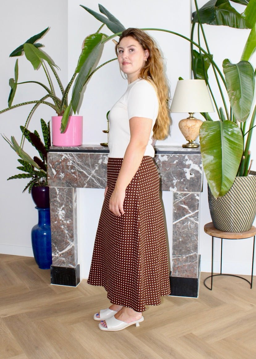 Bias skirt - Brown polkadot - L - Luci's Lemons