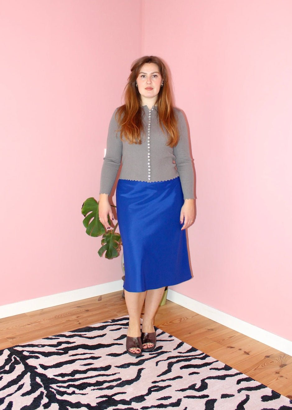 Bias skirt - Cobalt blue silk - Luci's Lemons
