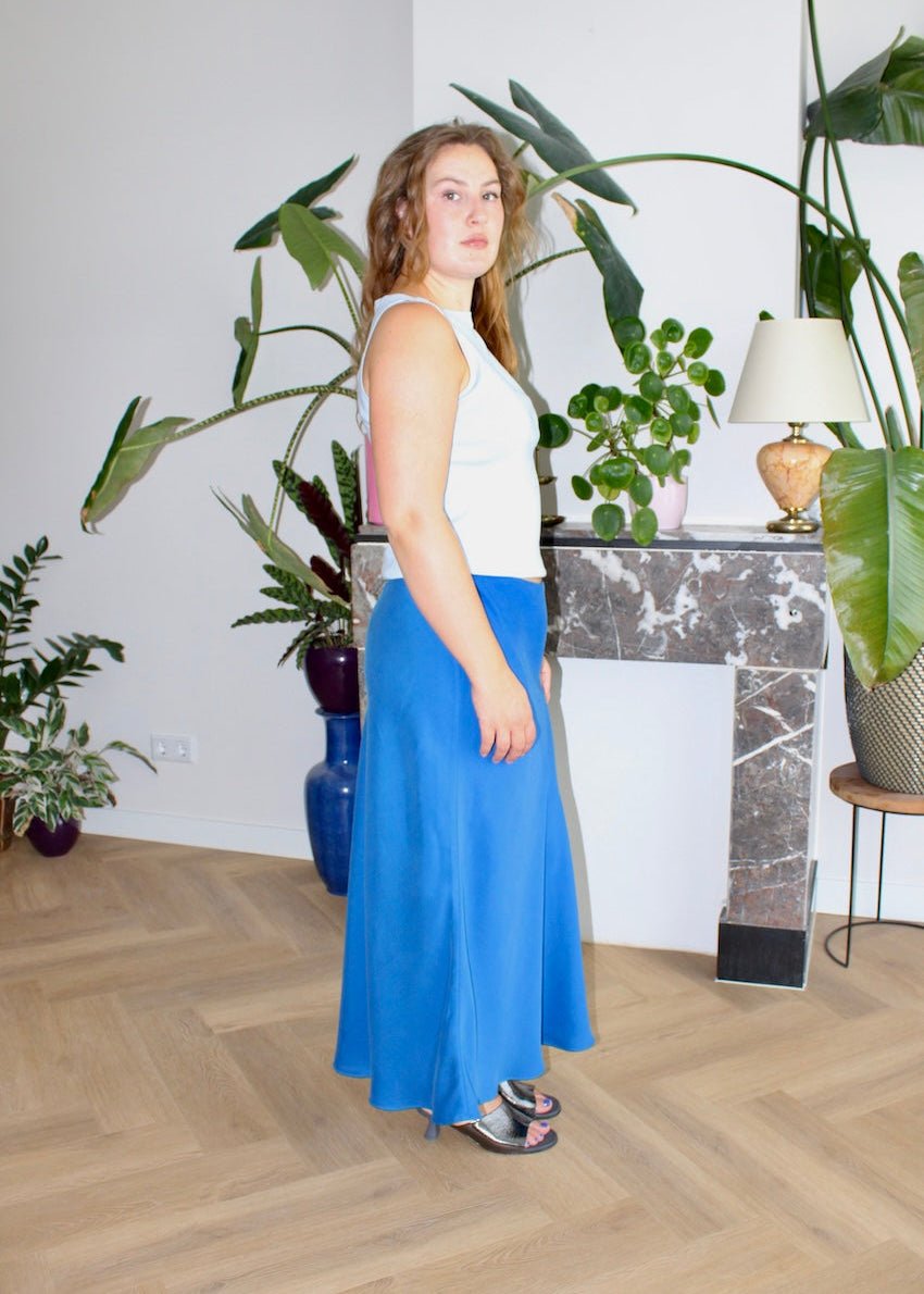 Bias skirt - Cobalt blue Tencel - XXL - Luci's Lemons