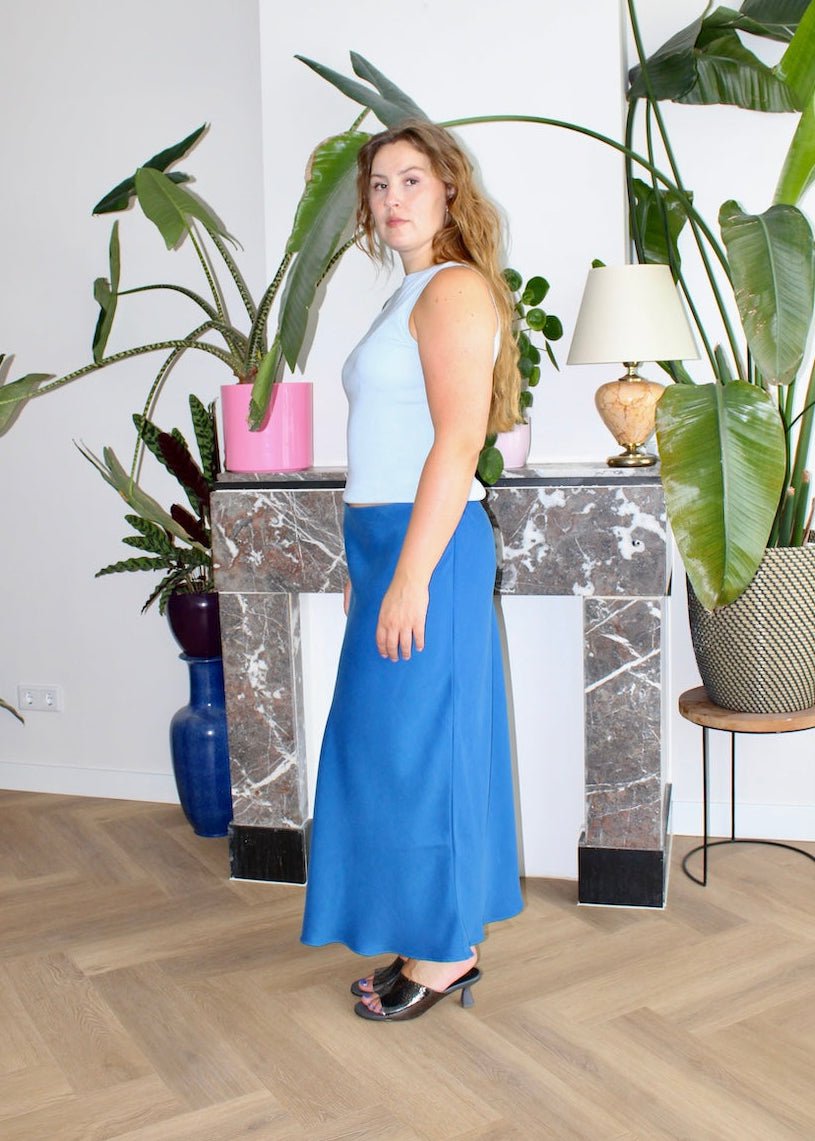 Bias skirt - Cobalt blue Tencel - XXL - Luci's Lemons