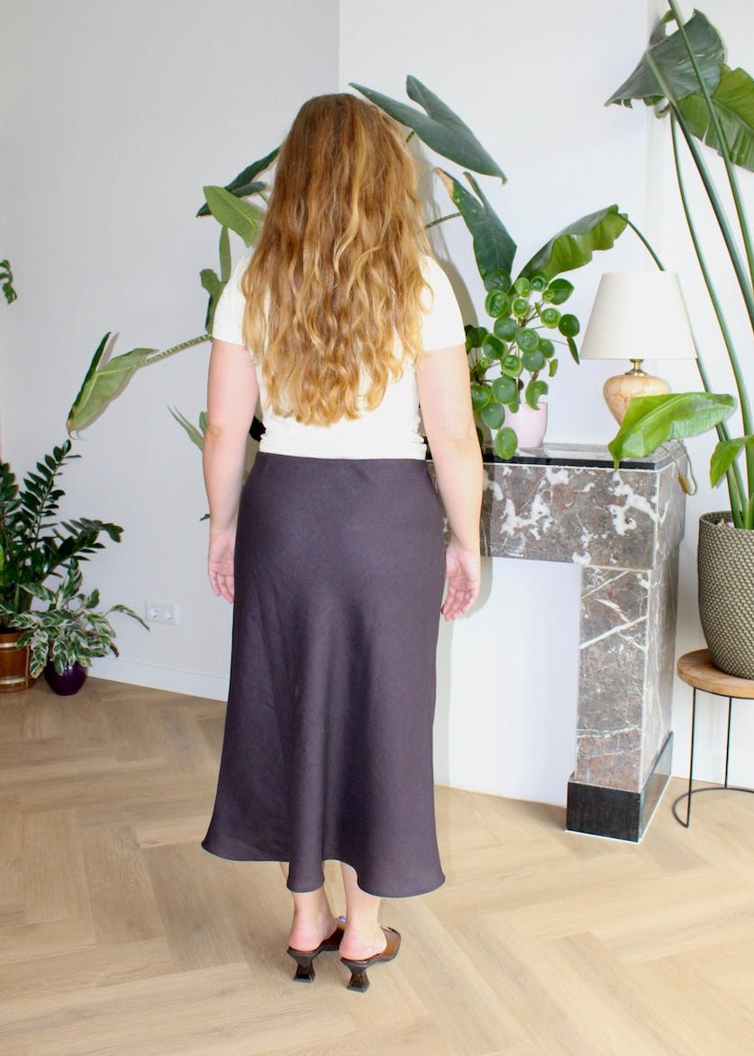 Bias skirt - Espresso brown linen - XL - Luci's Lemons