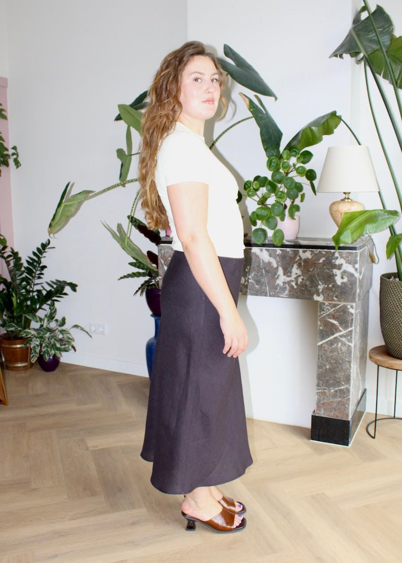 Bias skirt - Espresso brown linen - XL - Luci's Lemons