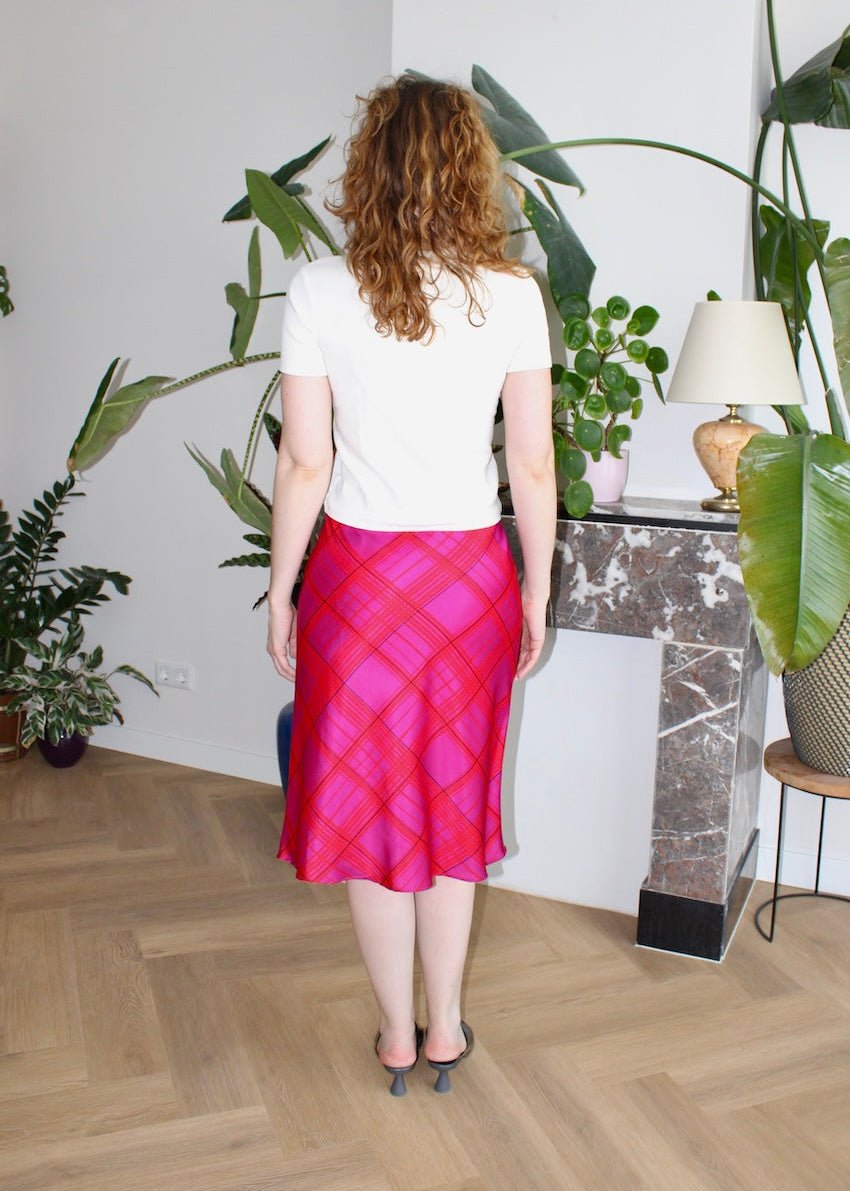 Bias skirt - Fuchsia plaid silk - XXS - Luci's Lemons