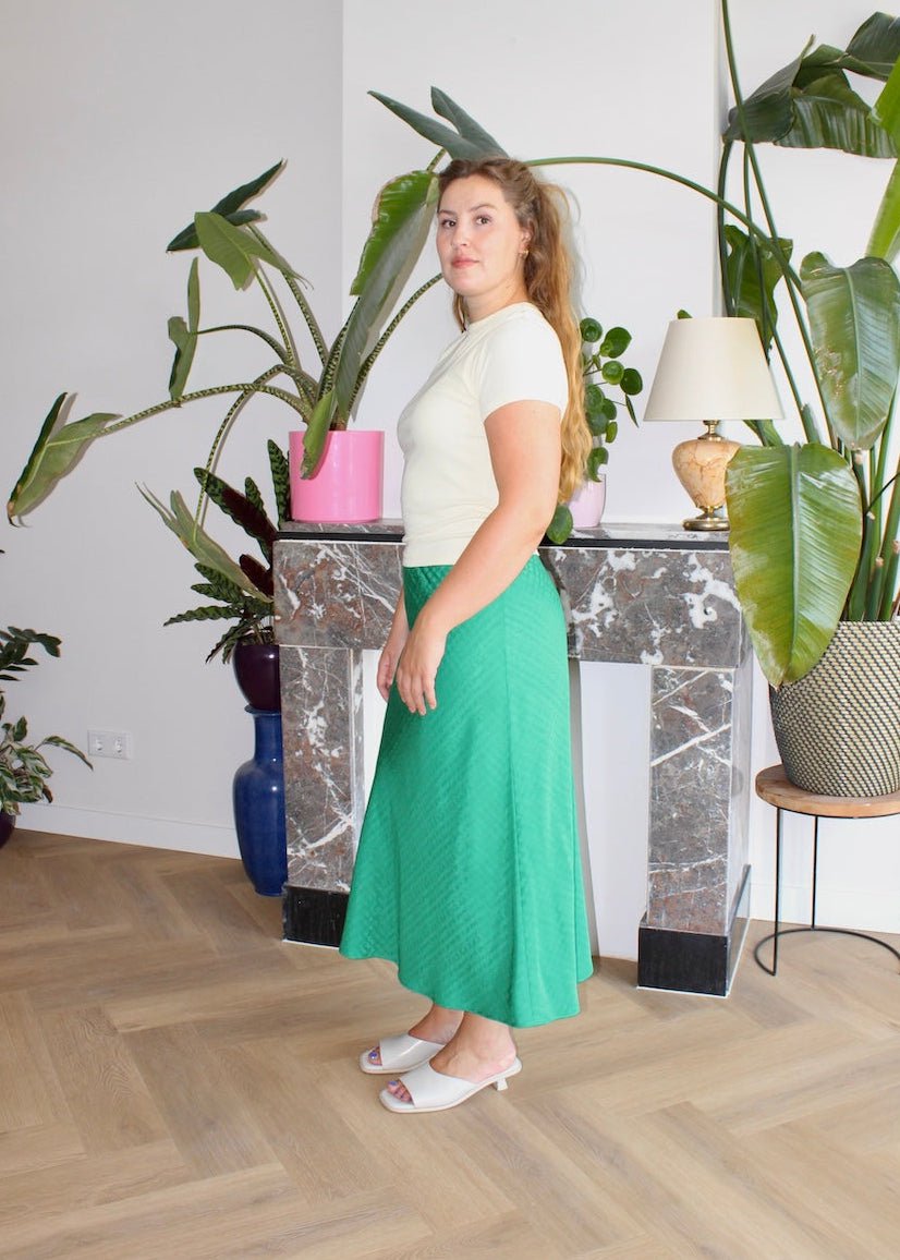 Bias skirt - Green print - L - Luci's Lemons