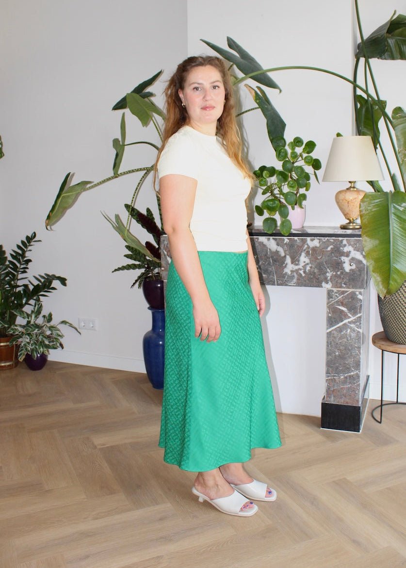 Bias skirt - Green print - L - Luci's Lemons