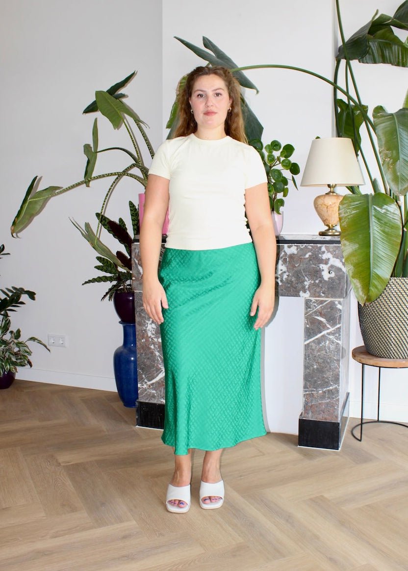 Bias skirt - Green print - L - Luci's Lemons