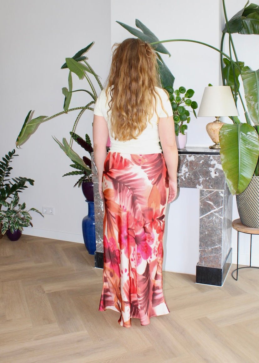 Bias skirt - Orange floral - XL - Luci's Lemons
