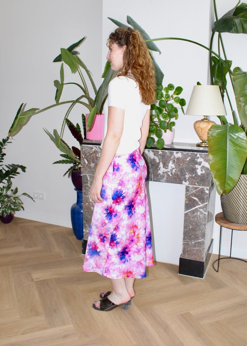 Bias skirt - Pink and blue print - M - Luci's Lemons