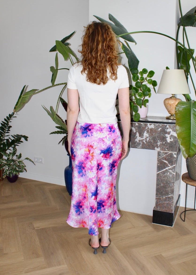 Bias skirt - Pink and blue print - M - Luci's Lemons