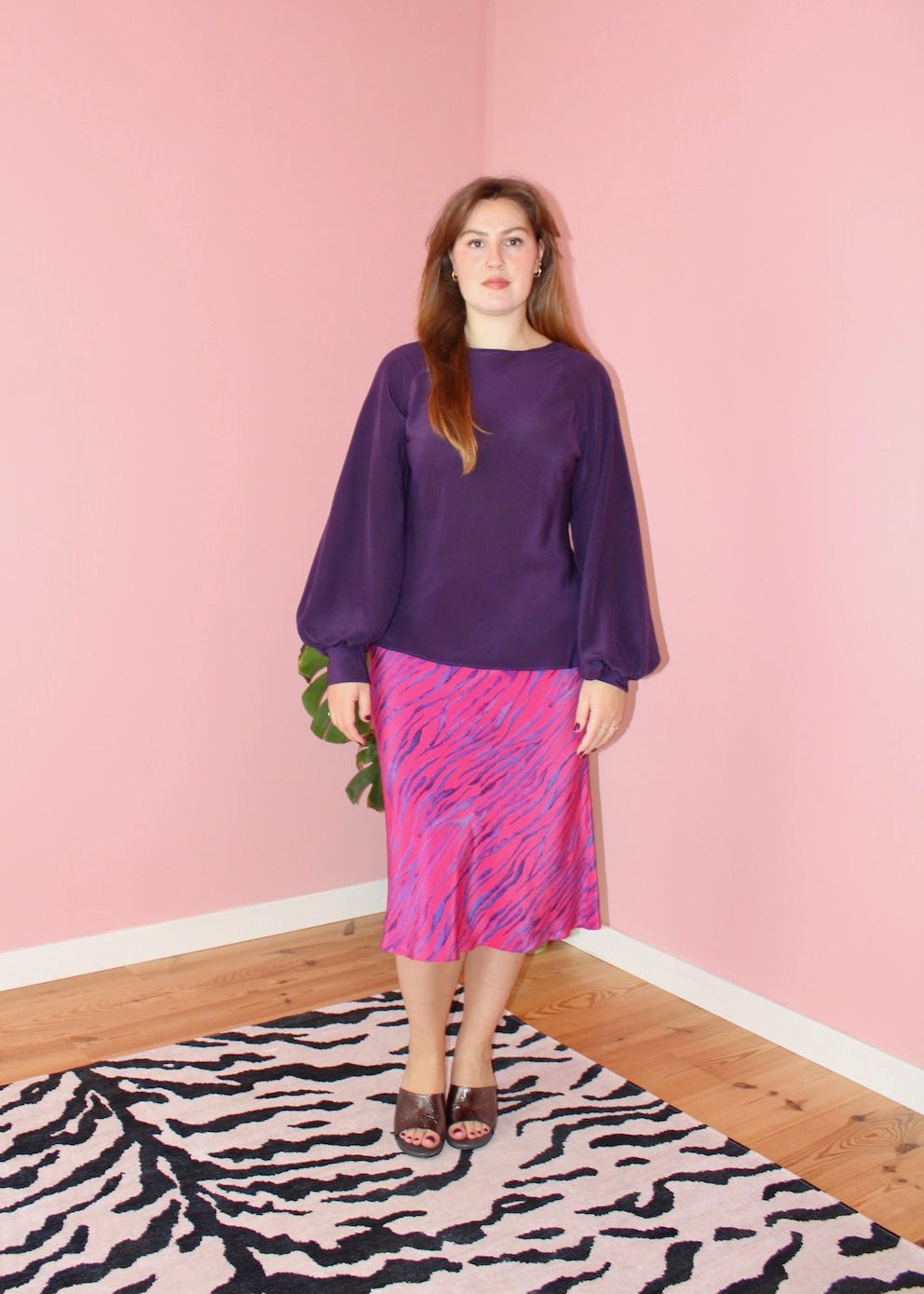Bias skirt - Pink zebra silk - Luci's Lemons